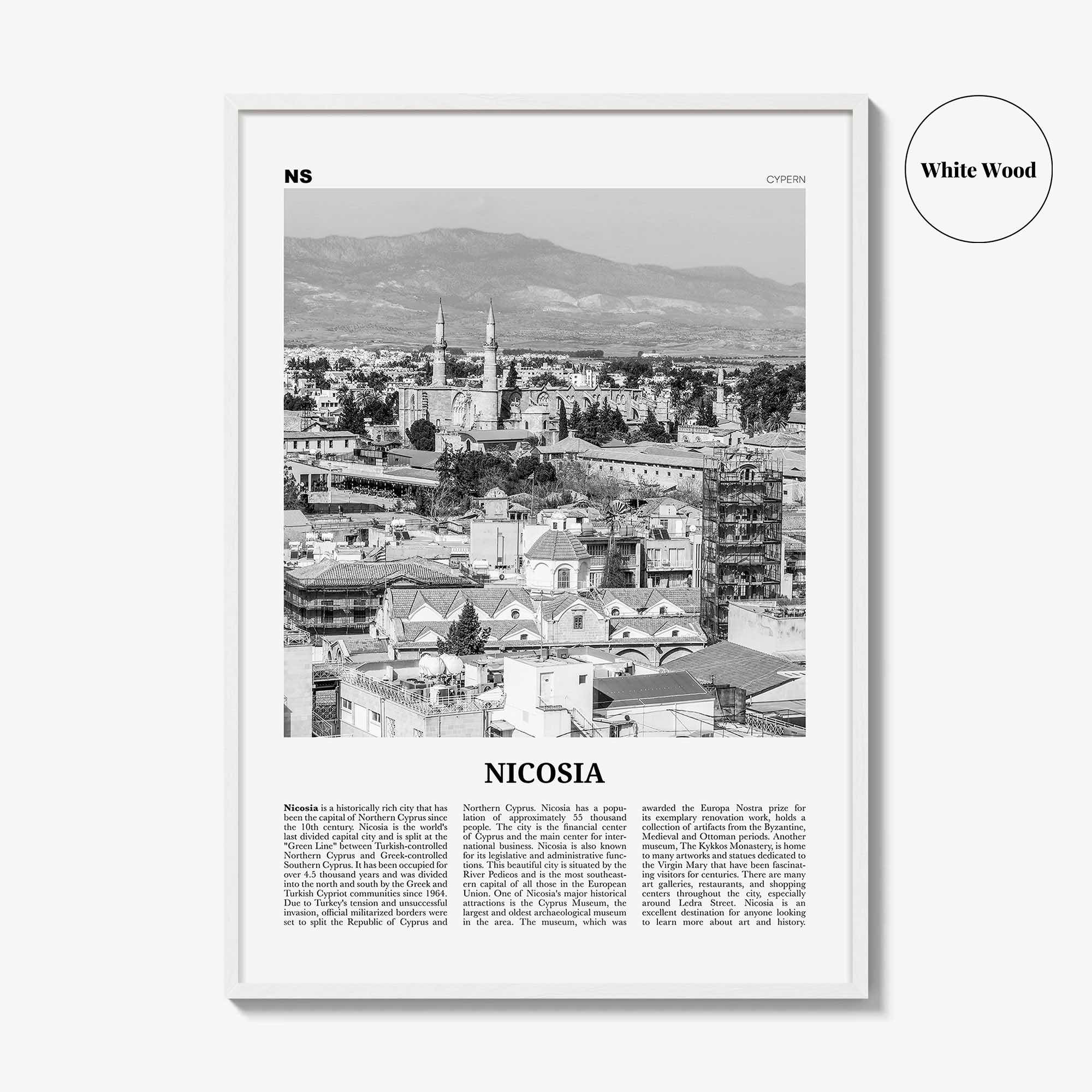 Nicosia Print Black and White, Nicosia Wall Art, Nicosia Poster, Nicosia Photo, Nicosia Wall Décor, Cyprus, Κυπριακή, Kıbrıs, Cumhuriyeti