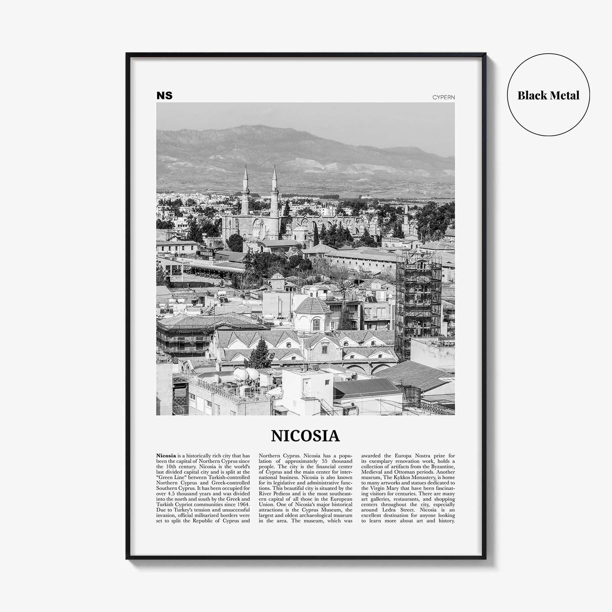 Nicosia Print Black and White, Nicosia Wall Art, Nicosia Poster, Nicosia Photo, Nicosia Wall Décor, Cyprus, Κυπριακή, Kıbrıs, Cumhuriyeti