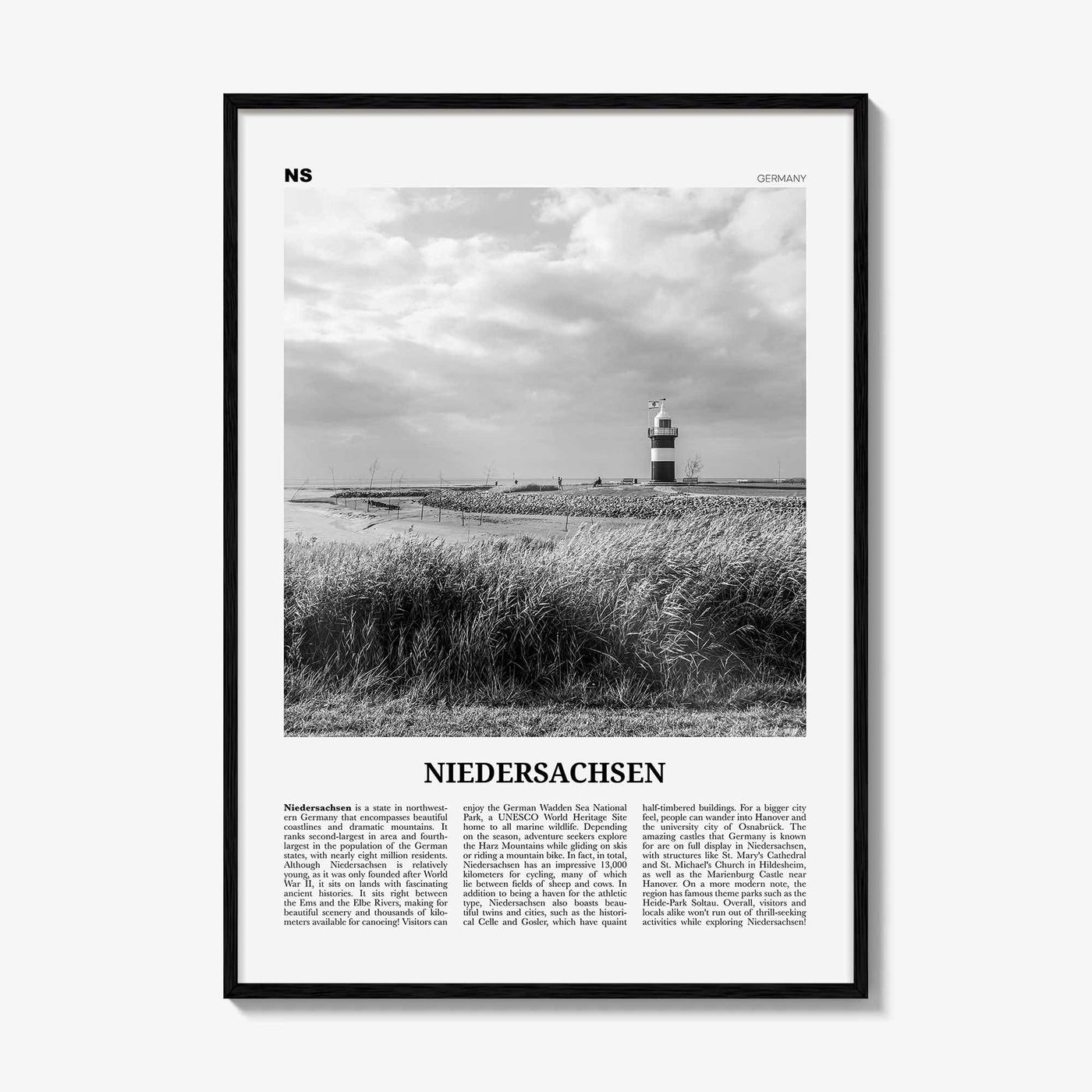 Niedersachsen Print Black and White, Niedersachsen Wall Art, Niedersachsen Poster, Niedersachsen Photo, Niedersachsen Map, Germany