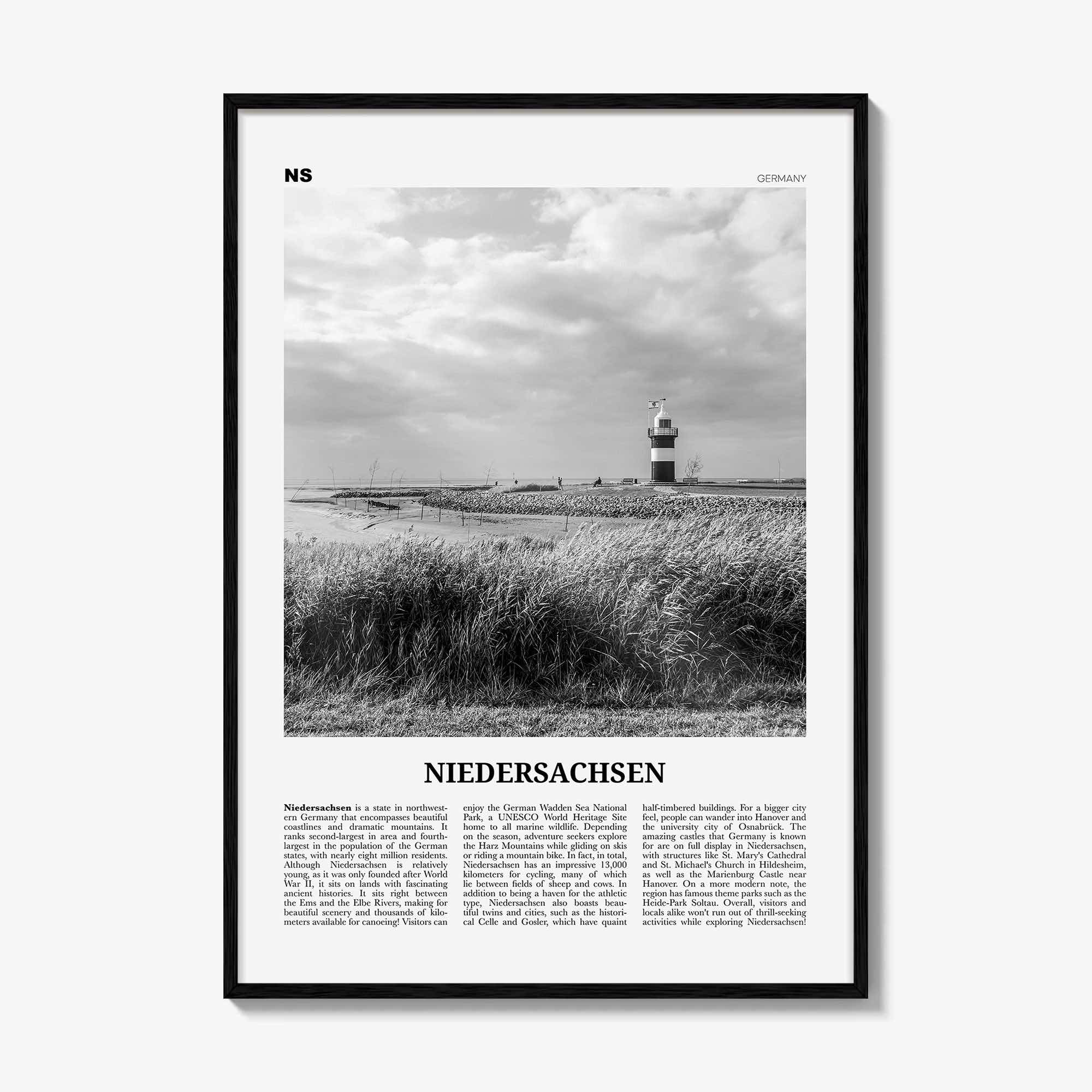 Niedersachsen Print Black and White, Niedersachsen Wall Art, Niedersachsen Poster, Niedersachsen Photo, Niedersachsen Map, Germany