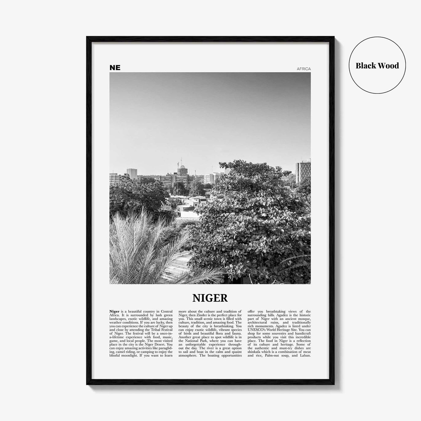 Niger Print Black and White, Niger Wall Art, Niger Poster, Niger Photo, Niger Wall Decor, Country Art Print, Africa