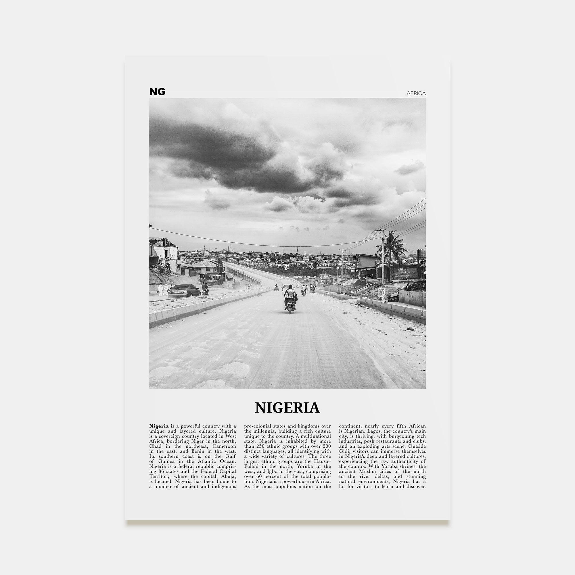 Nigeria Travel B&W No 3 Poster