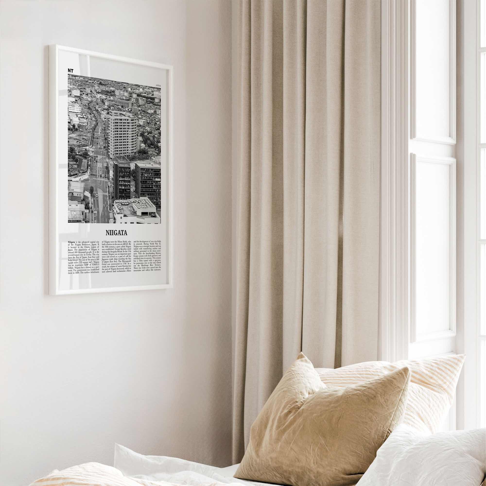 Niigata Print Black and White, Niigata Wall Art, Niigata Poster, Niigata Photo, Niigata Wall Décor, Niigata Map, Japan