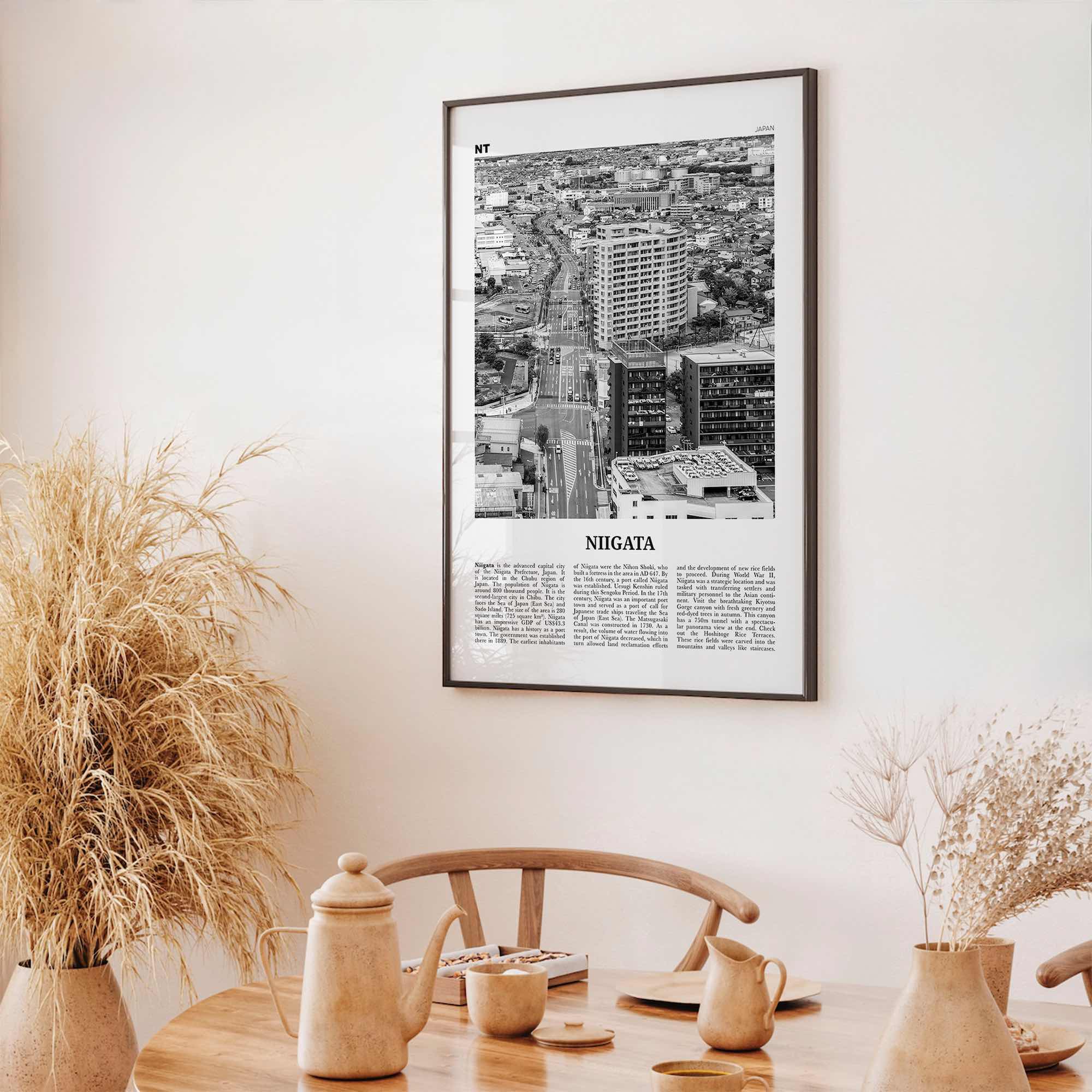 Niigata Print Black and White, Niigata Wall Art, Niigata Poster, Niigata Photo, Niigata Wall Décor, Niigata Map, Japan