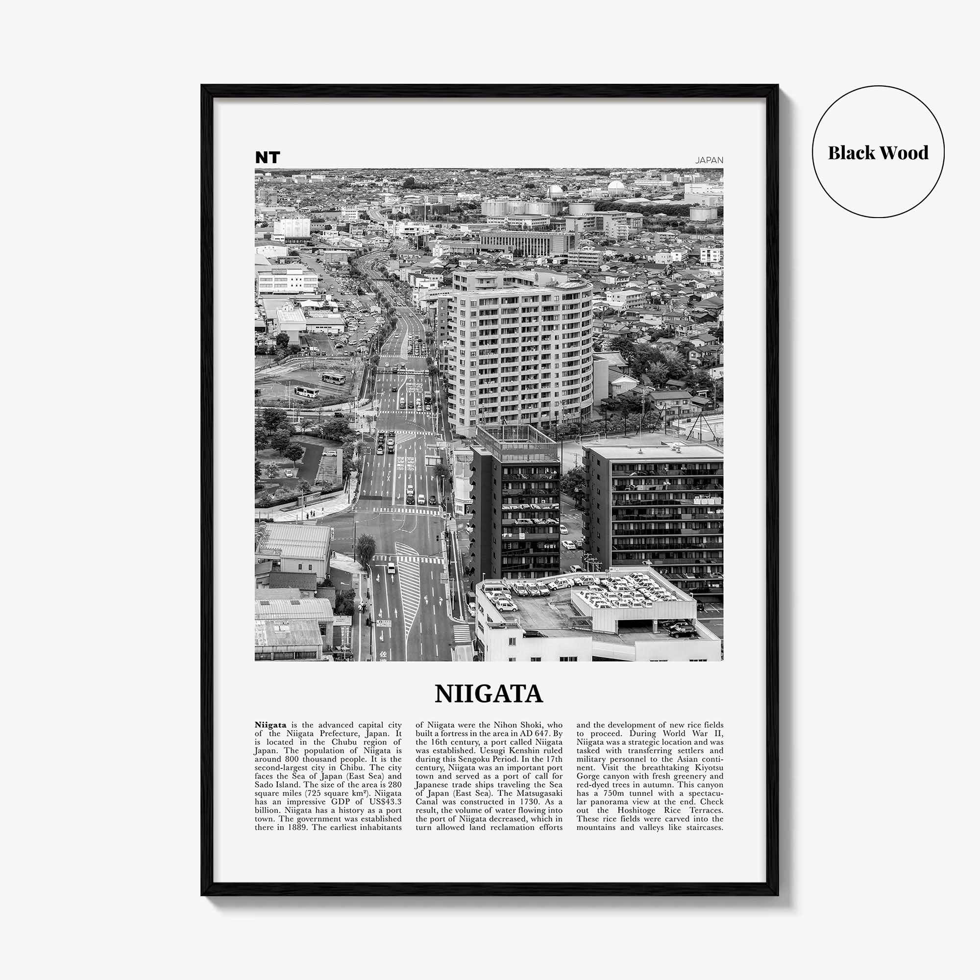 Niigata Print Black and White, Niigata Wall Art, Niigata Poster, Niigata Photo, Niigata Wall Décor, Niigata Map, Japan