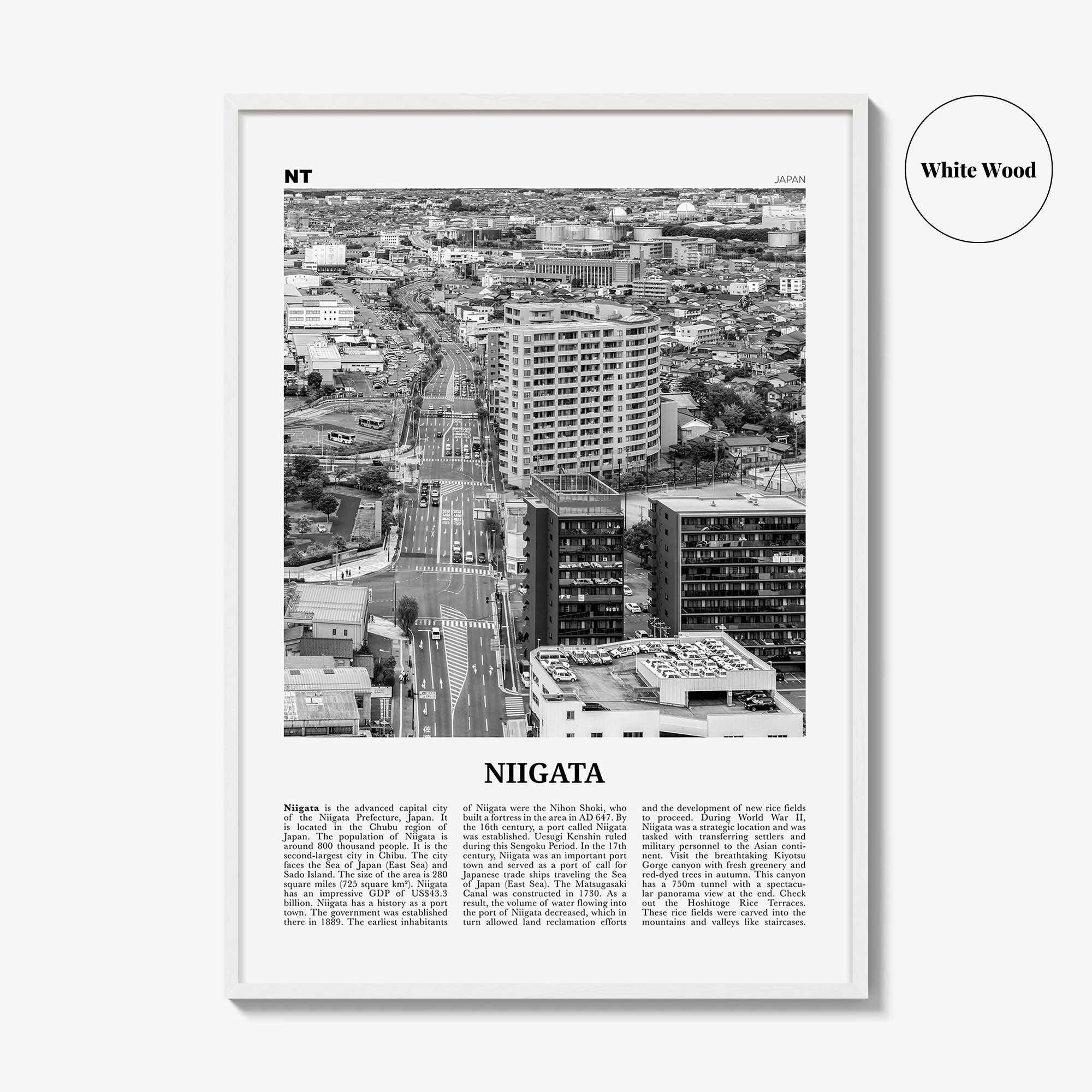 Niigata Print Black and White, Niigata Wall Art, Niigata Poster, Niigata Photo, Niigata Wall Décor, Niigata Map, Japan