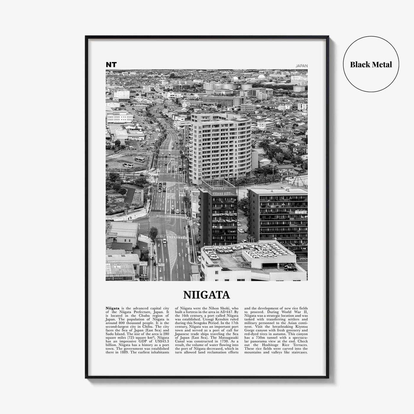 Niigata Print Black and White, Niigata Wall Art, Niigata Poster, Niigata Photo, Niigata Wall Décor, Niigata Map, Japan