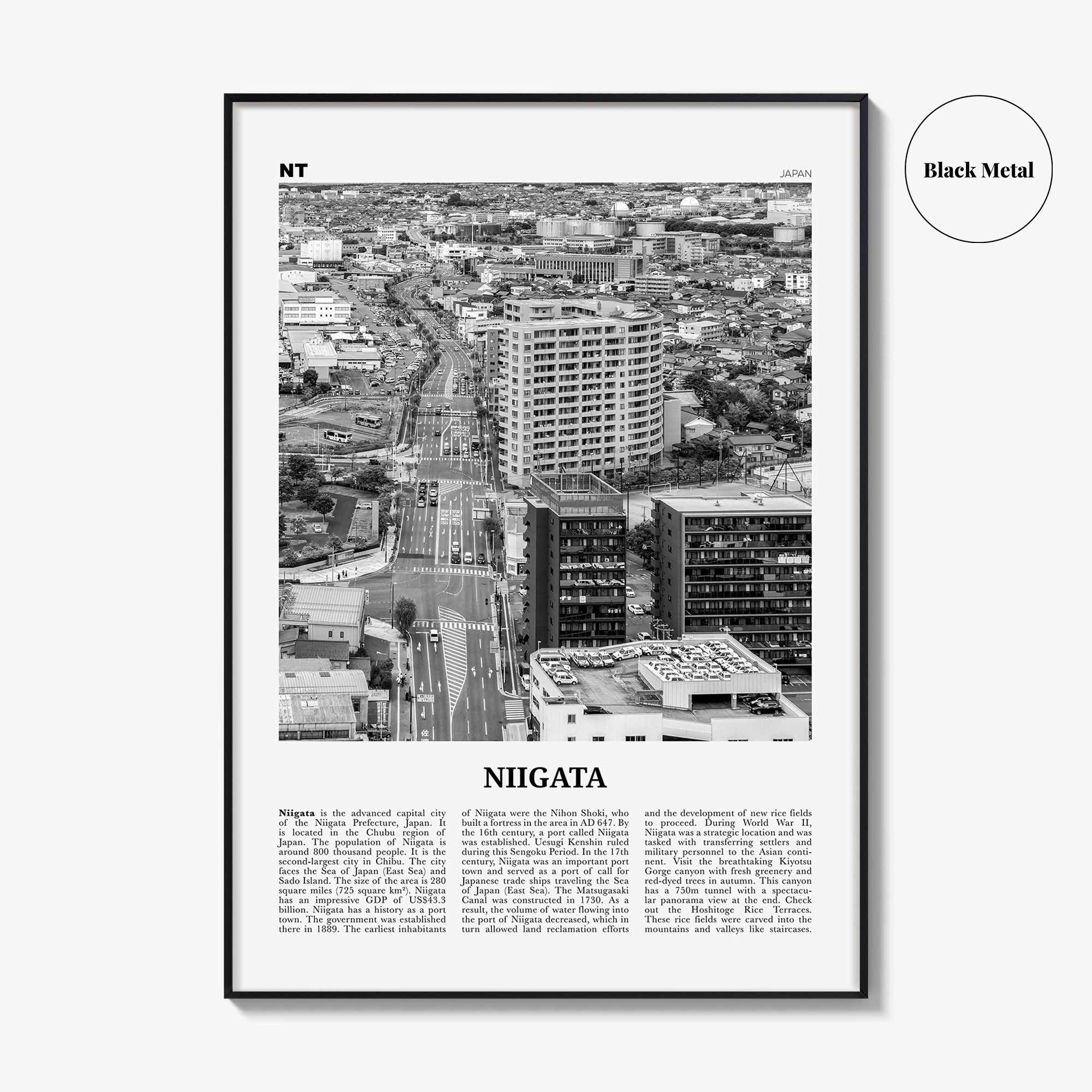 Niigata Print Black and White, Niigata Wall Art, Niigata Poster, Niigata Photo, Niigata Wall Décor, Niigata Map, Japan