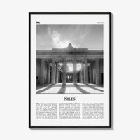 Niles Print Black and White, Niles Wall Art, Niles Poster, Niles Photo, Niles Wall Décor, Niles Map, Ohio, USA