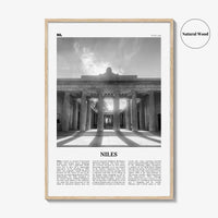 Niles Print Black and White, Niles Wall Art, Niles Poster, Niles Photo, Niles Wall Décor, Niles Map, Ohio, USA