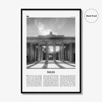 Niles Print Black and White, Niles Wall Art, Niles Poster, Niles Photo, Niles Wall Décor, Niles Map, Ohio, USA