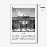 Niles Print Black and White, Niles Wall Art, Niles Poster, Niles Photo, Niles Wall Décor, Niles Map, Ohio, USA