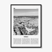 Nimes Print Black and White, Nîmes Wall Art, Nîmes Poster, Nîmes Photo, Nîmes Wall Décor, Nîmes Map, France