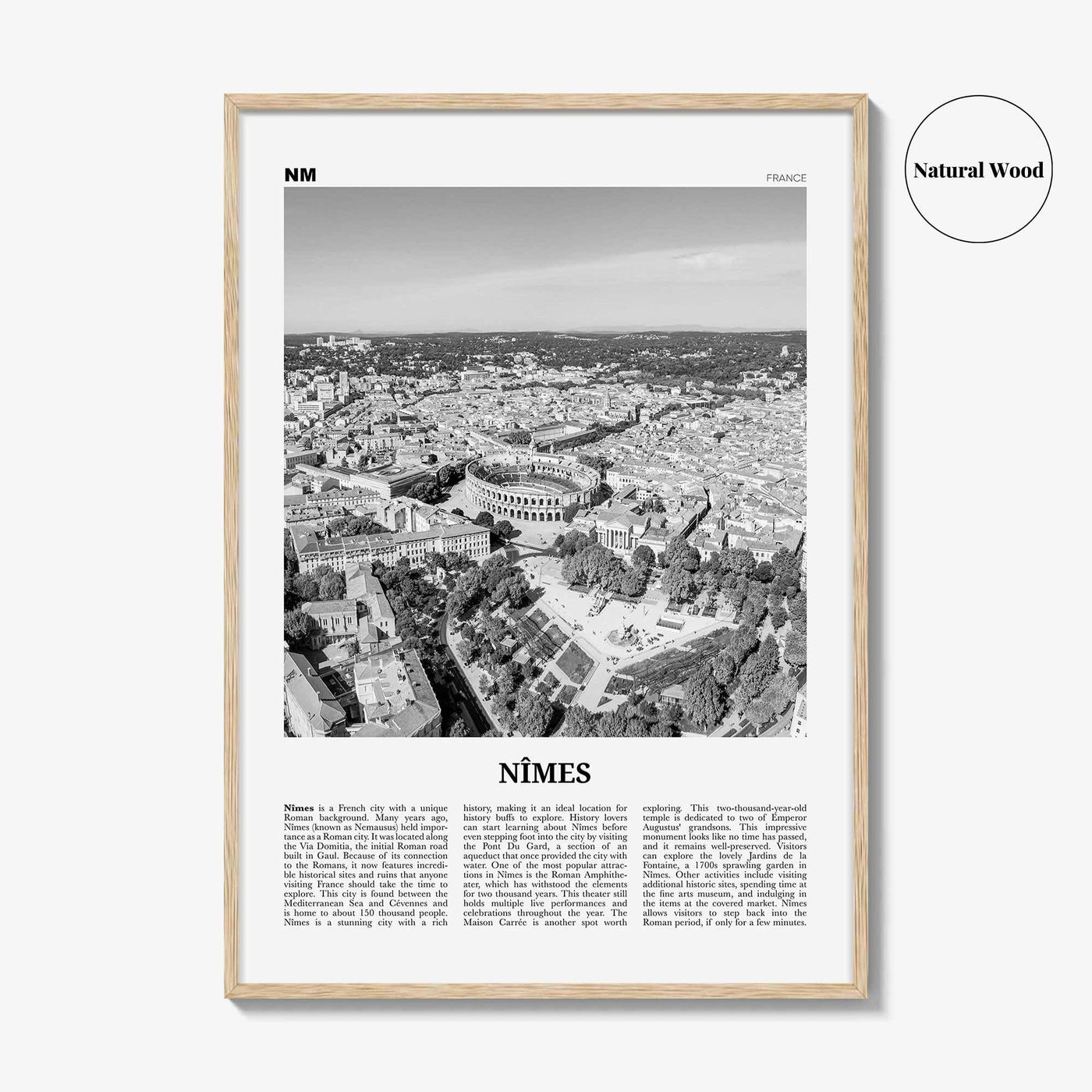 Nimes Print Black and White, Nîmes Wall Art, Nîmes Poster, Nîmes Photo, Nîmes Wall Décor, Nîmes Map, France