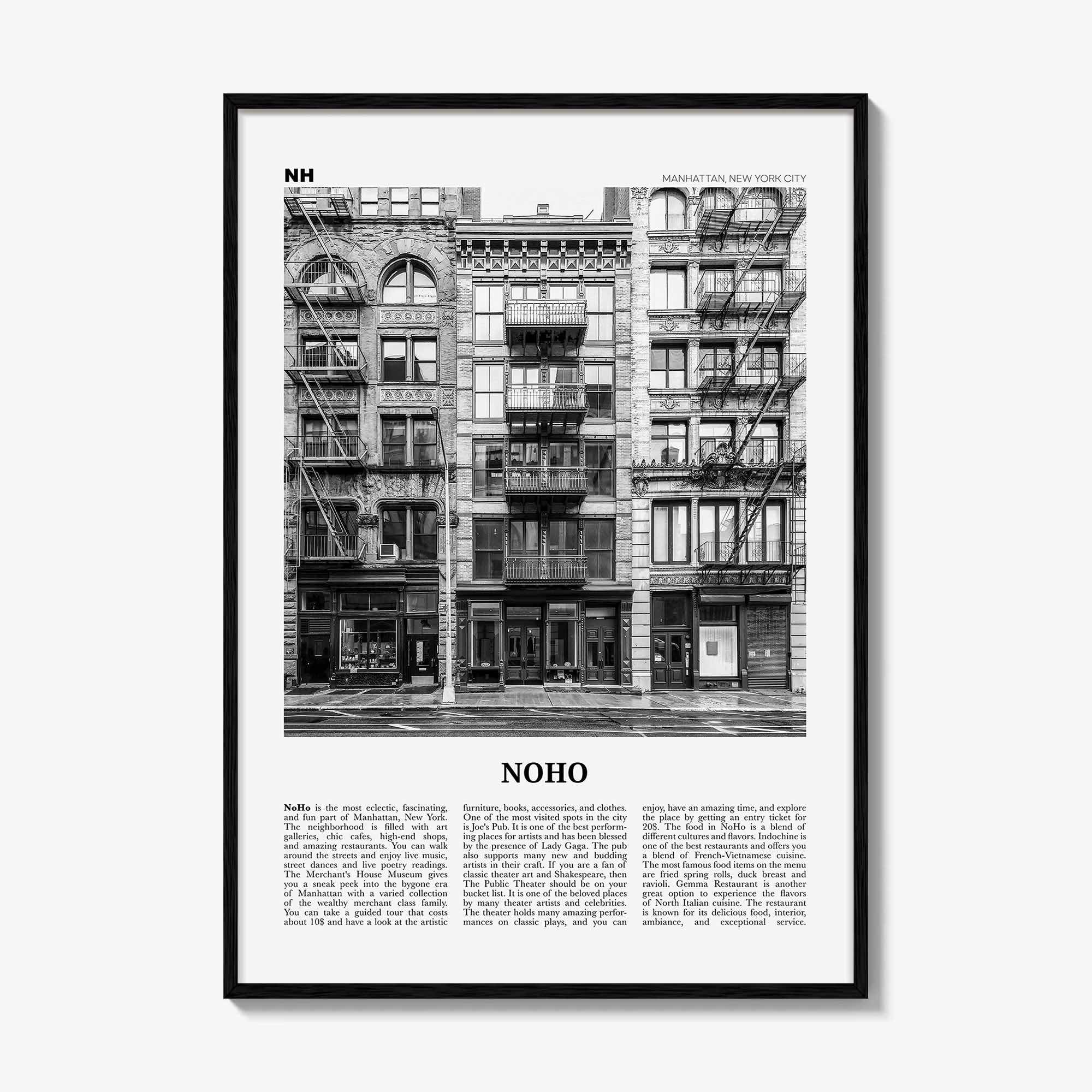 Noho Print Black and White, Noho Wall Art, Noho Poster, Noho Photo, Noho Wall Décor, Manhattan, New York, USA, United States