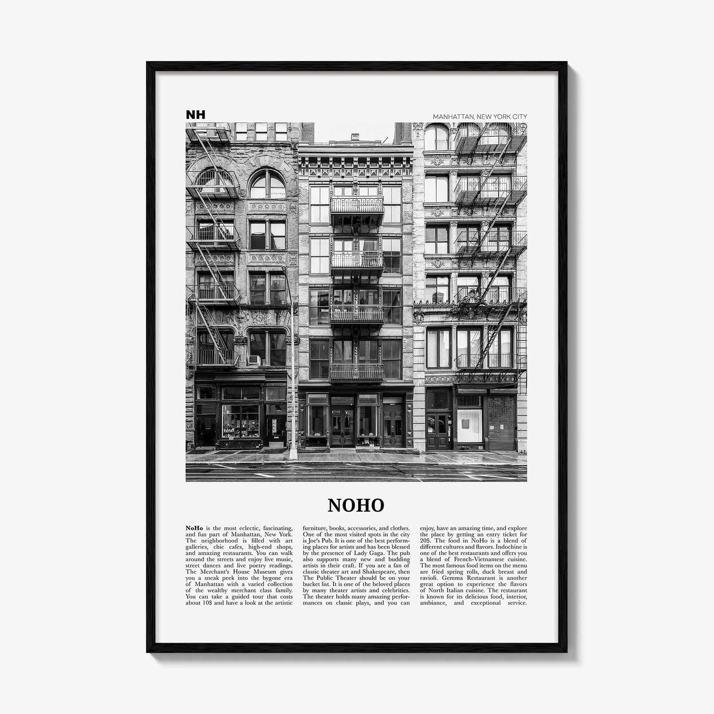 Noho Print Black and White, Noho Wall Art, Noho Poster, Noho Photo, Noho Wall Décor, Manhattan, New York, USA, United States