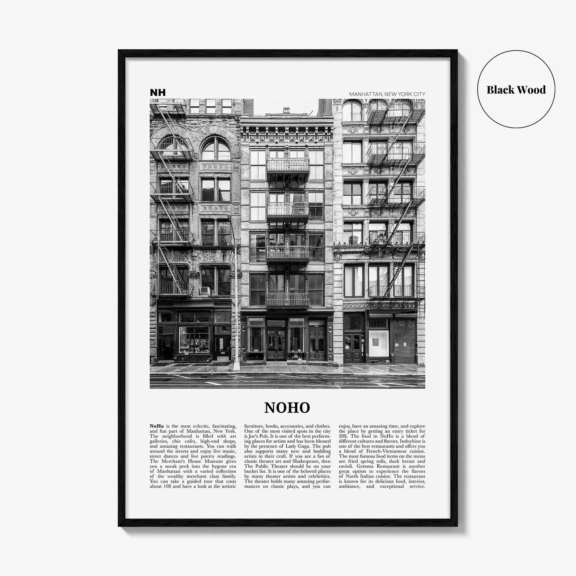 Noho Print Black and White, Noho Wall Art, Noho Poster, Noho Photo, Noho Wall Décor, Manhattan, New York, USA, United States