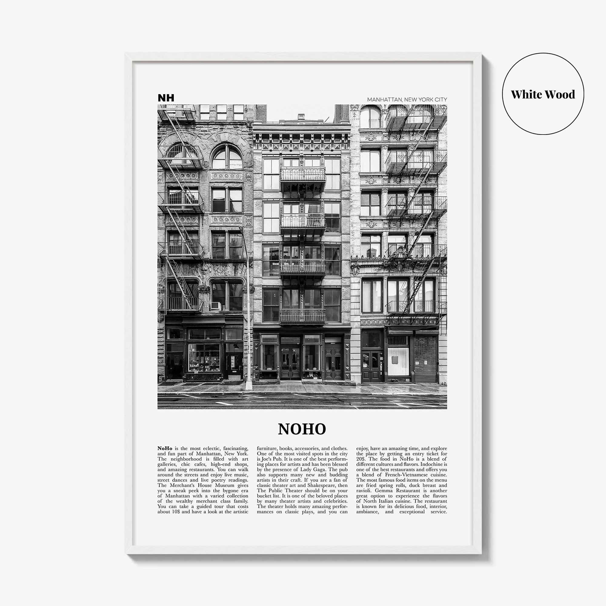 Noho Print Black and White, Noho Wall Art, Noho Poster, Noho Photo, Noho Wall Décor, Manhattan, New York, USA, United States