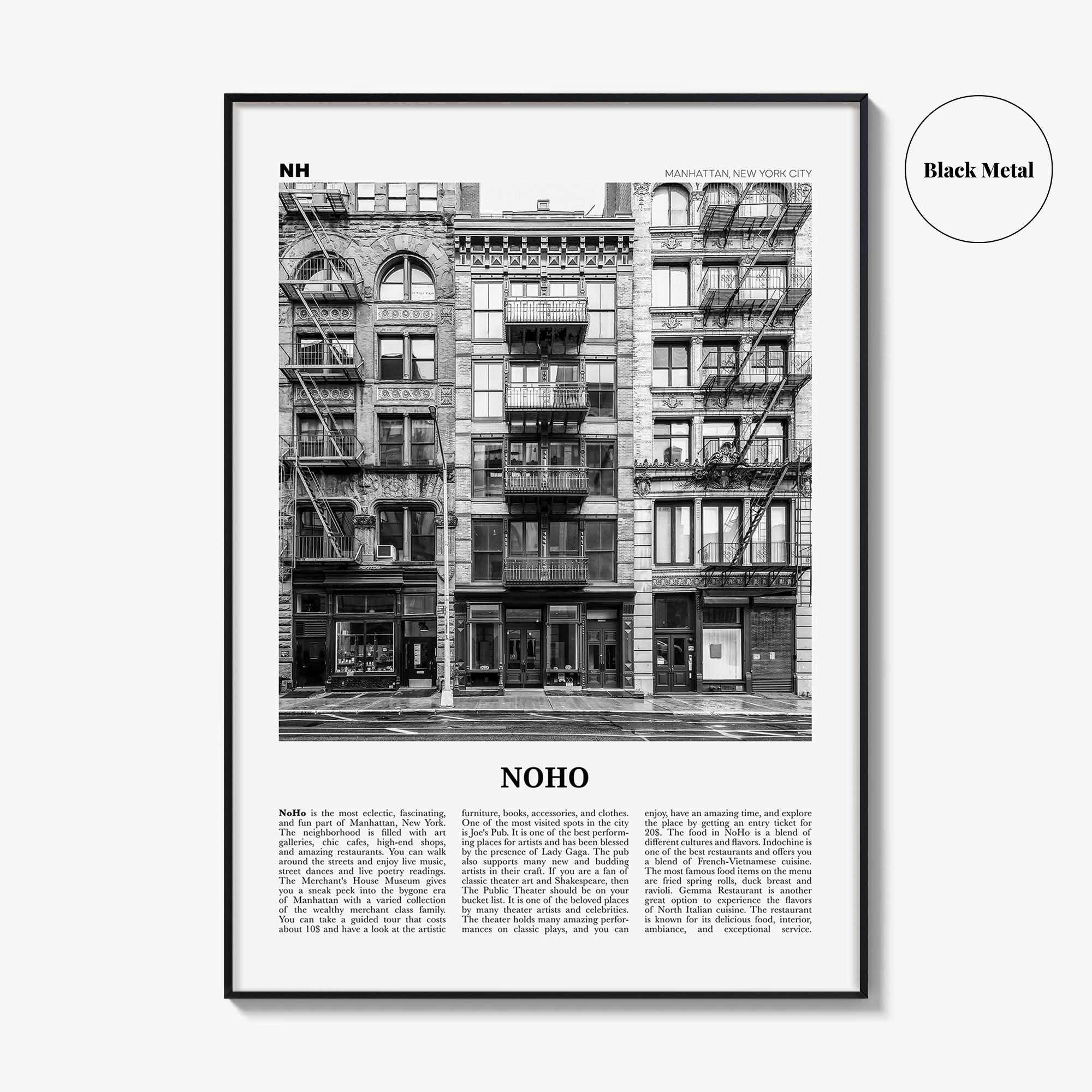 Noho Print Black and White, Noho Wall Art, Noho Poster, Noho Photo, Noho Wall Décor, Manhattan, New York, USA, United States