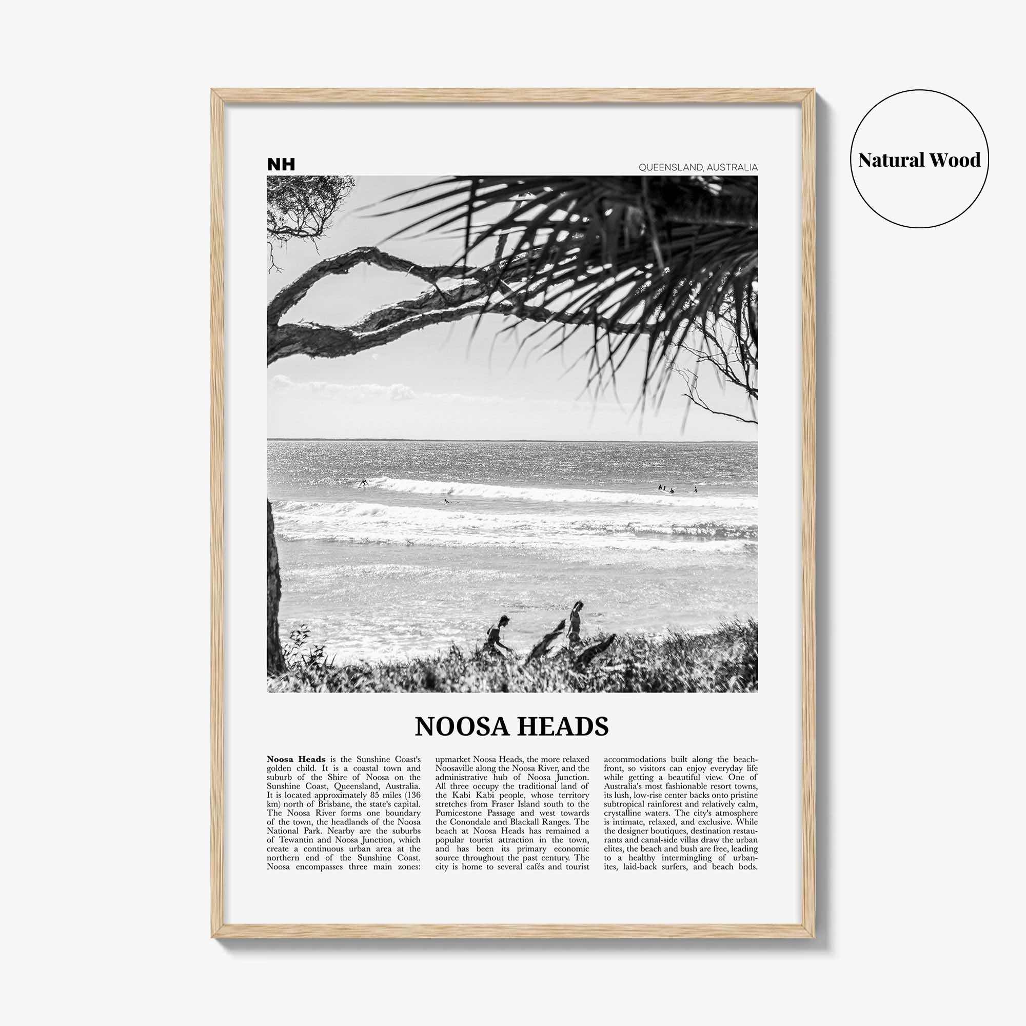 Noosa Heads Print Black and White No 1, Noosa Heads Wall Art, Noosa Heads Poster, Sunshine Coast Print, Queensland, Australia, Oceania