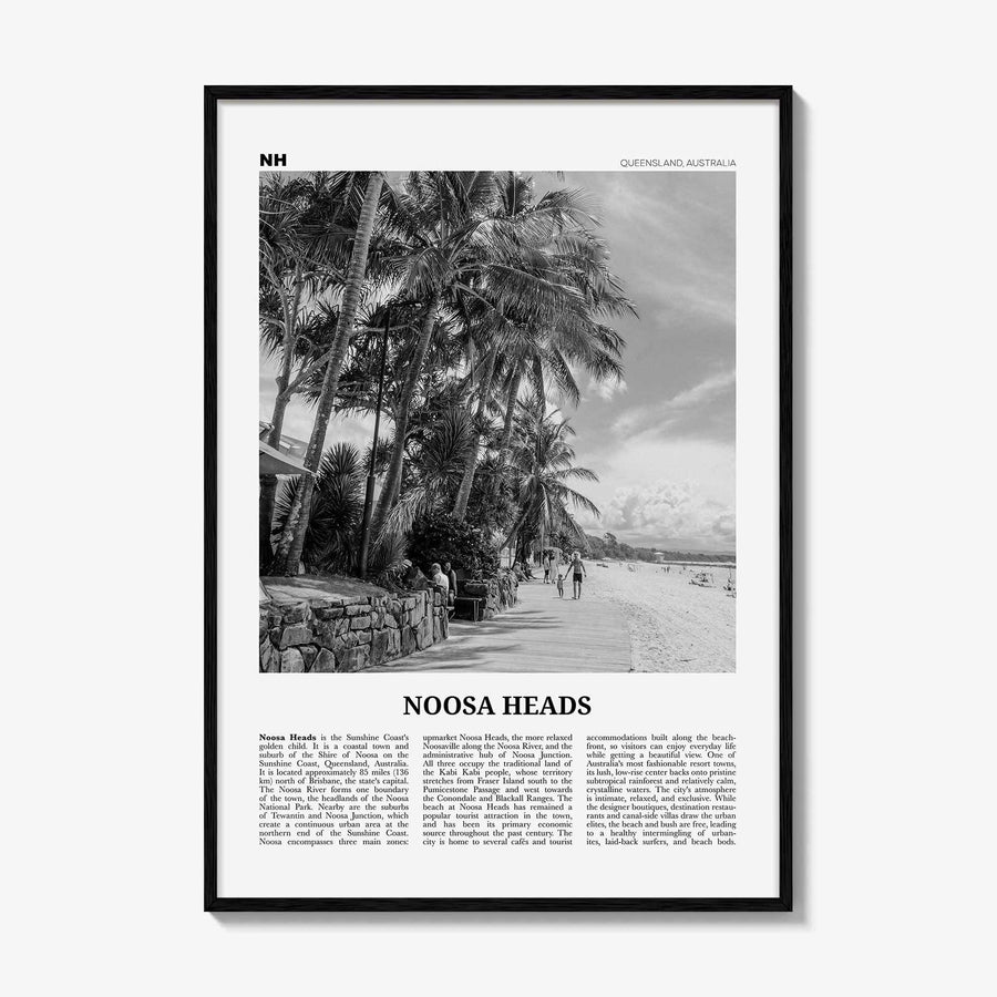 Noosa Heads Print Black and White No 2, Noosa Heads Wall Art, Noosa Heads Poster, Sunshine Coast Print, Queensland, Australia, Oceania
