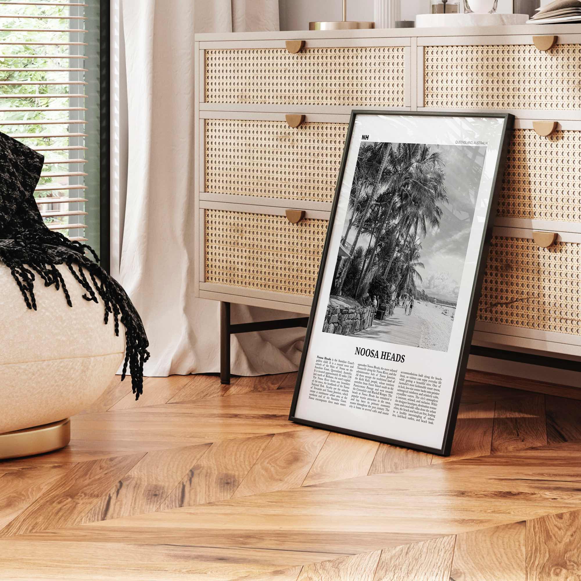 Noosa Heads Print Black and White No 2, Noosa Heads Wall Art, Noosa Heads Poster, Sunshine Coast Print, Queensland, Australia, Oceania