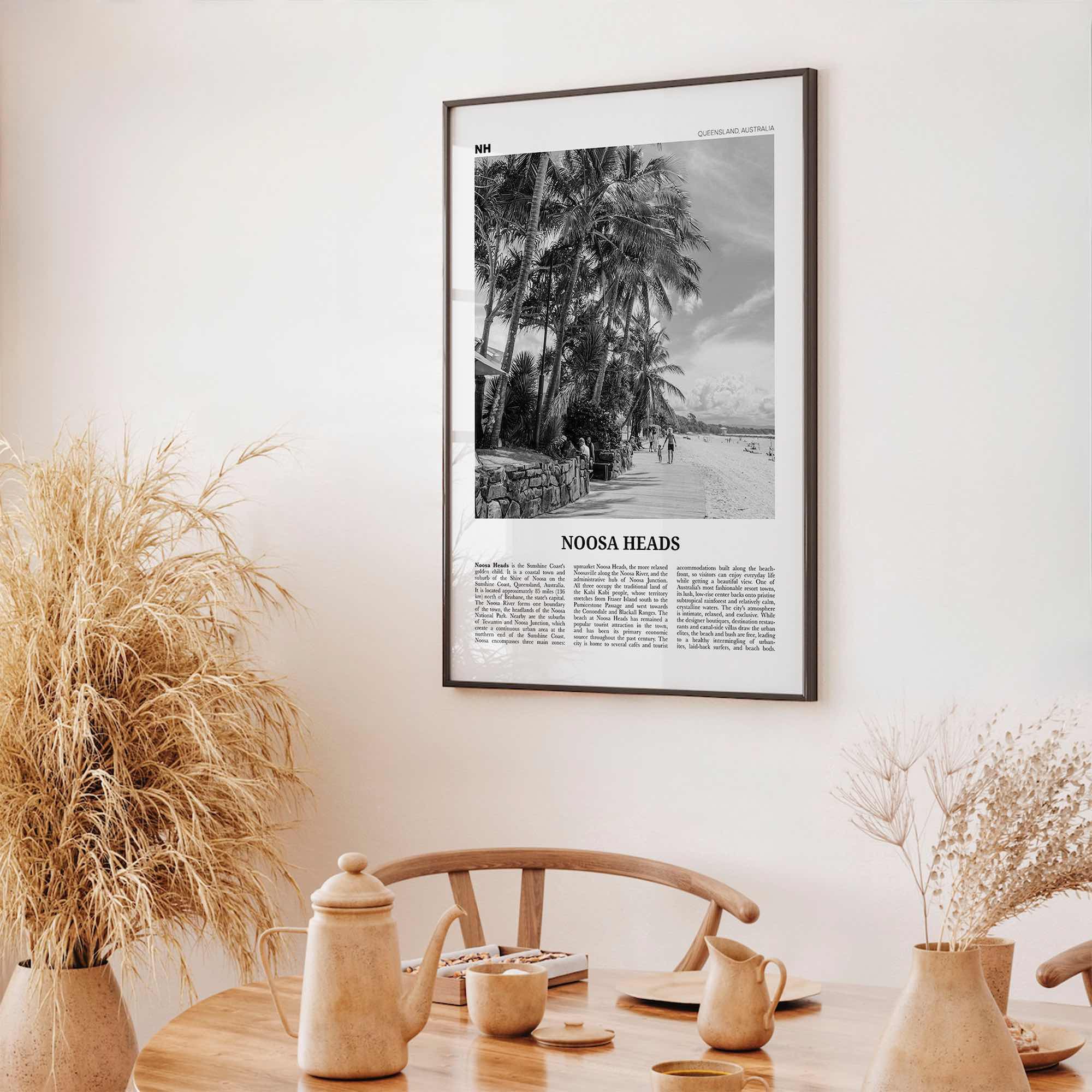 Noosa Heads Print Black and White No 2, Noosa Heads Wall Art, Noosa Heads Poster, Sunshine Coast Print, Queensland, Australia, Oceania