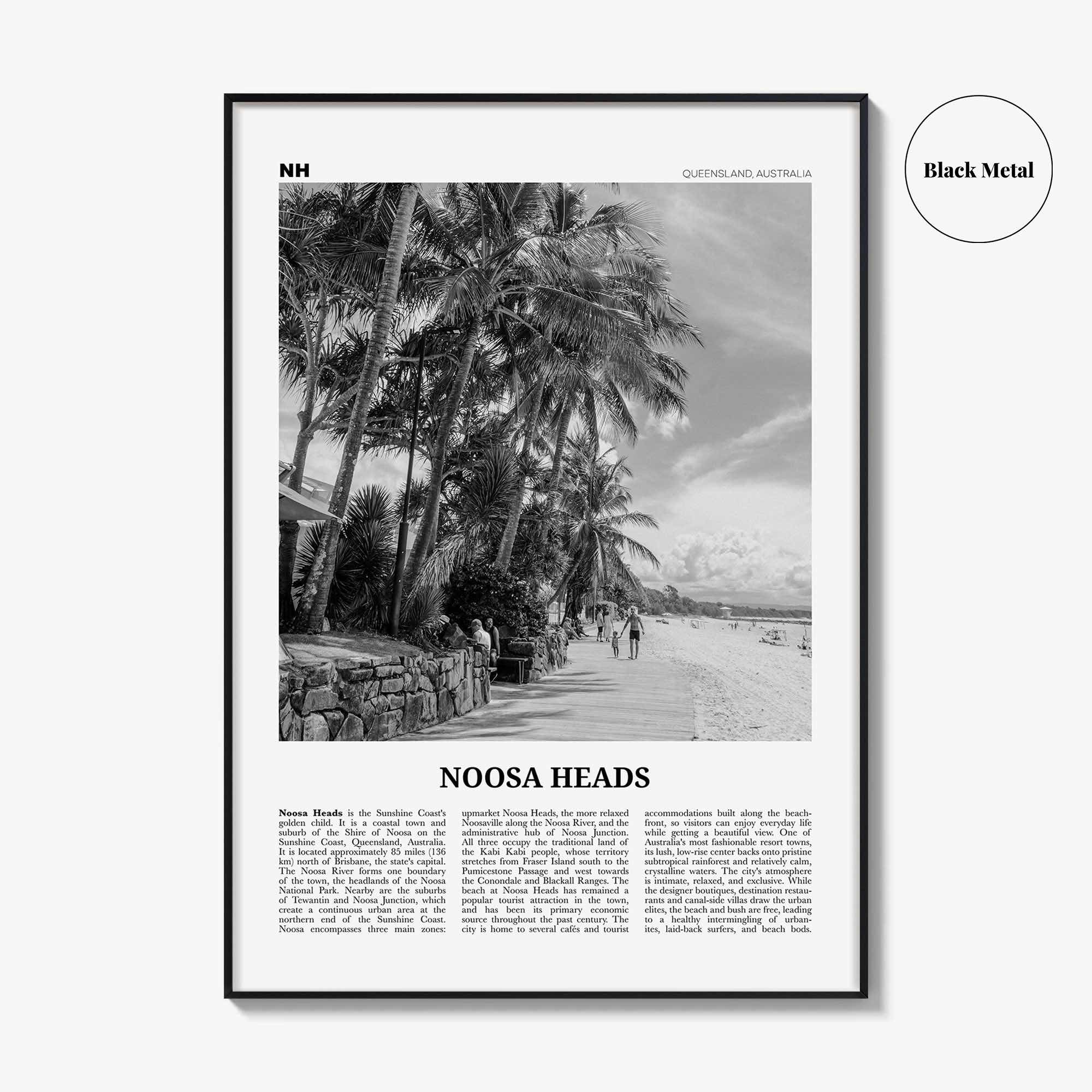 Noosa Heads Print Black and White No 2, Noosa Heads Wall Art, Noosa Heads Poster, Sunshine Coast Print, Queensland, Australia, Oceania