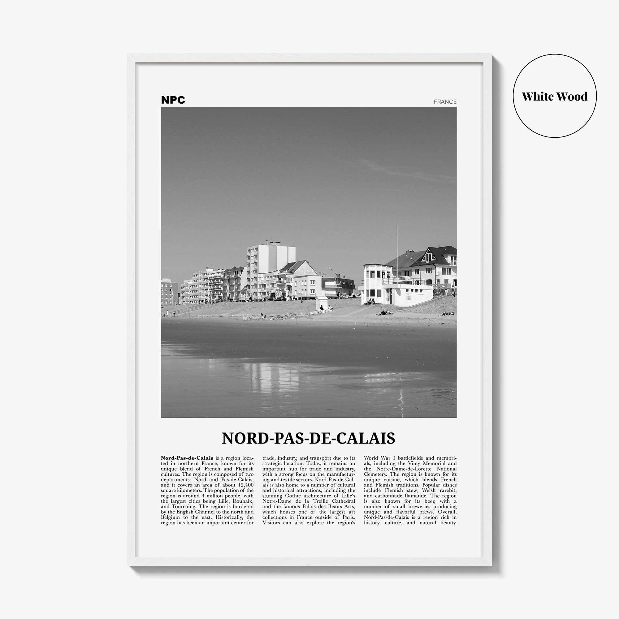 Nord Pas De Calais Print Black and White, Nord-Pas-de-Calais Wall Art, Nord-Pas-de-Calais Poster, Nord-Pas-de-Calais Photo, Wall Décor, Map