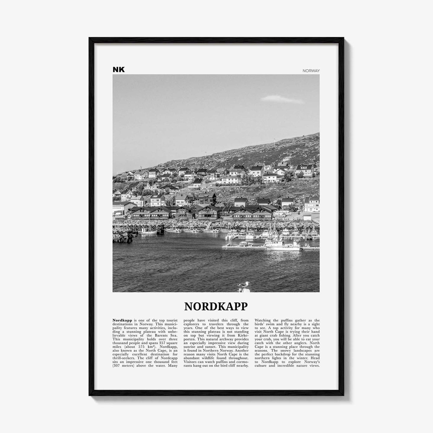 Nordkapp Print Black and White, Nordkapp  Wall Art, Nordkapp Poster,  Nordkapp Photo, Nordkapp Wall Décor, Nordkapp Map, Norway
