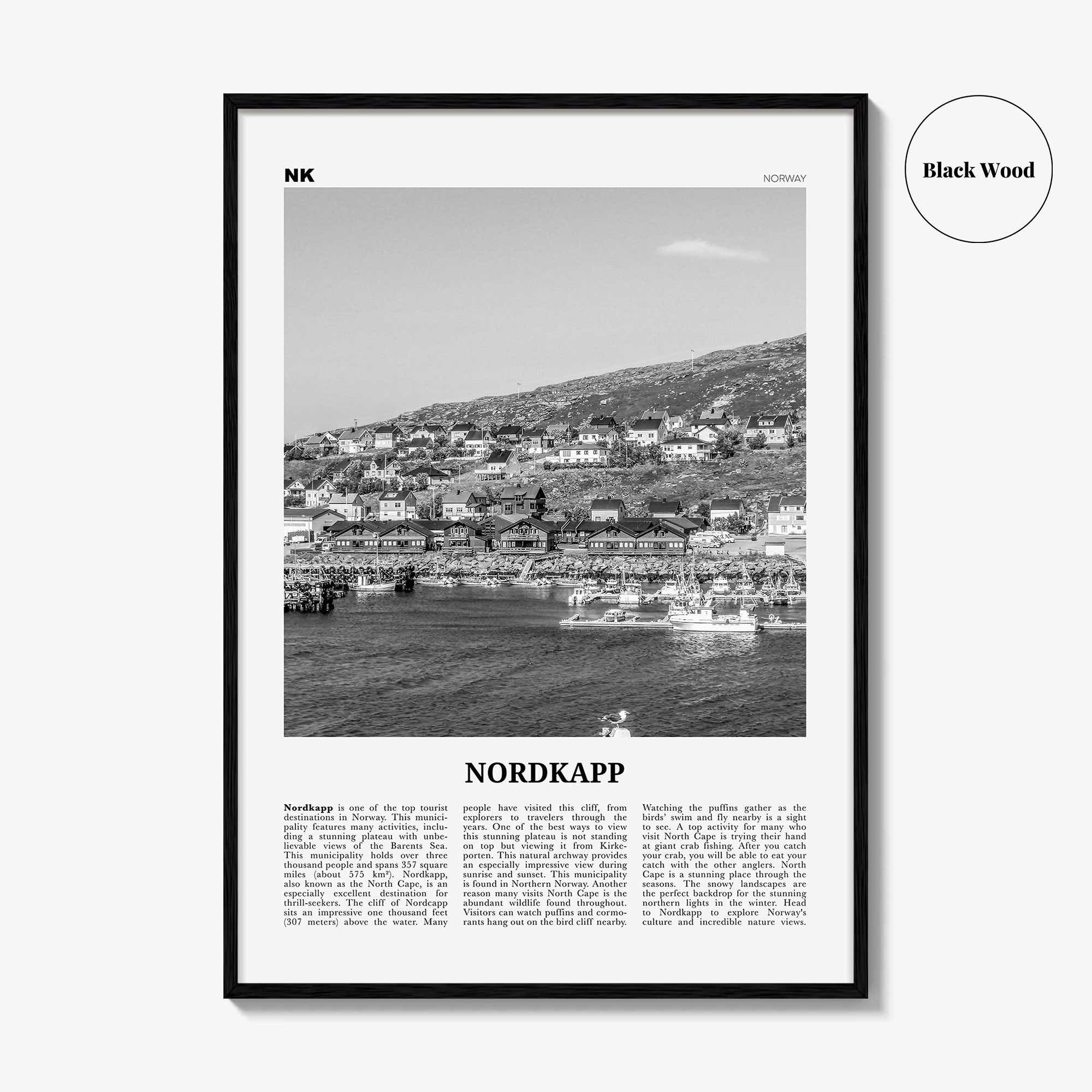 Nordkapp Print Black and White, Nordkapp  Wall Art, Nordkapp Poster,  Nordkapp Photo, Nordkapp Wall Décor, Nordkapp Map, Norway