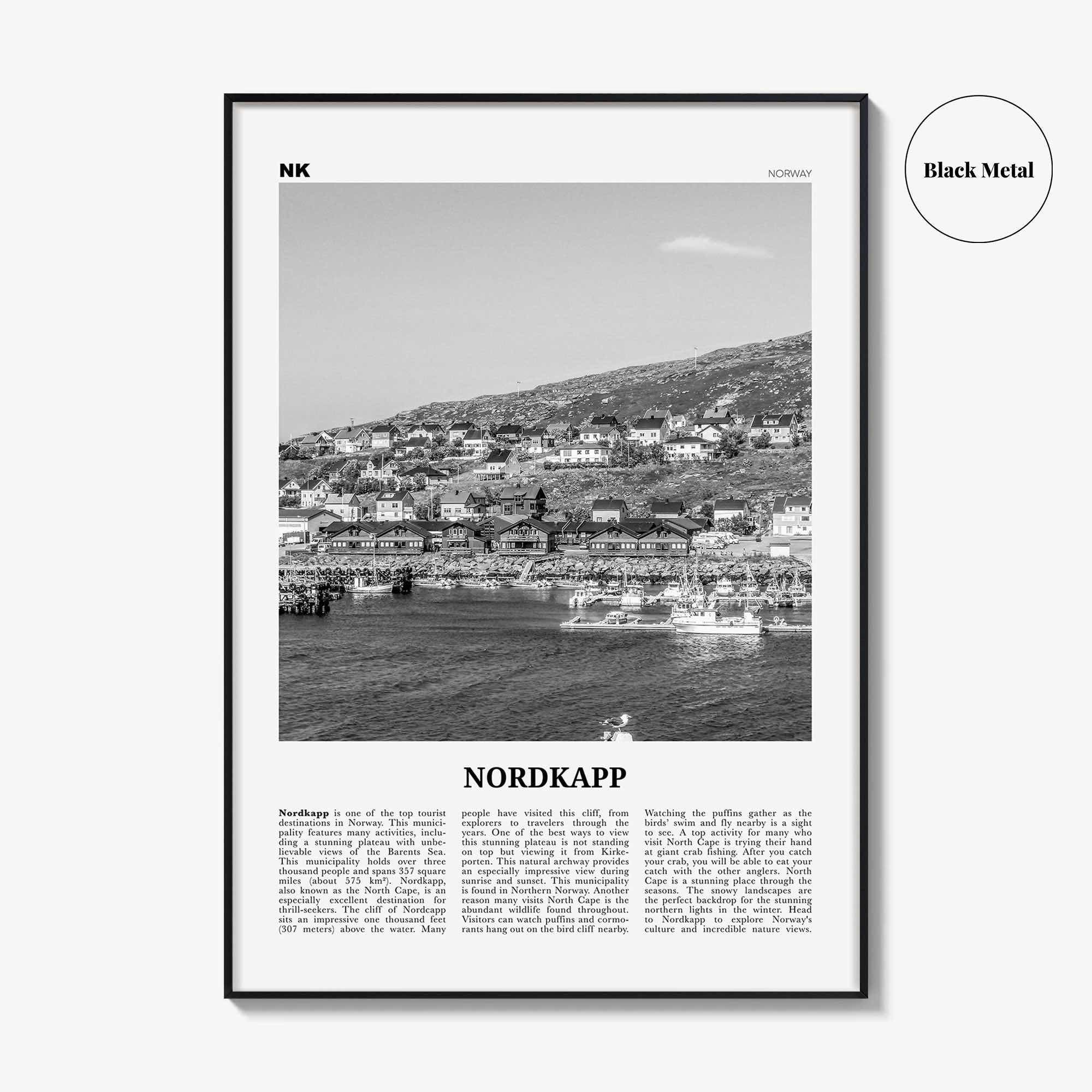 Nordkapp Print Black and White, Nordkapp  Wall Art, Nordkapp Poster,  Nordkapp Photo, Nordkapp Wall Décor, Nordkapp Map, Norway