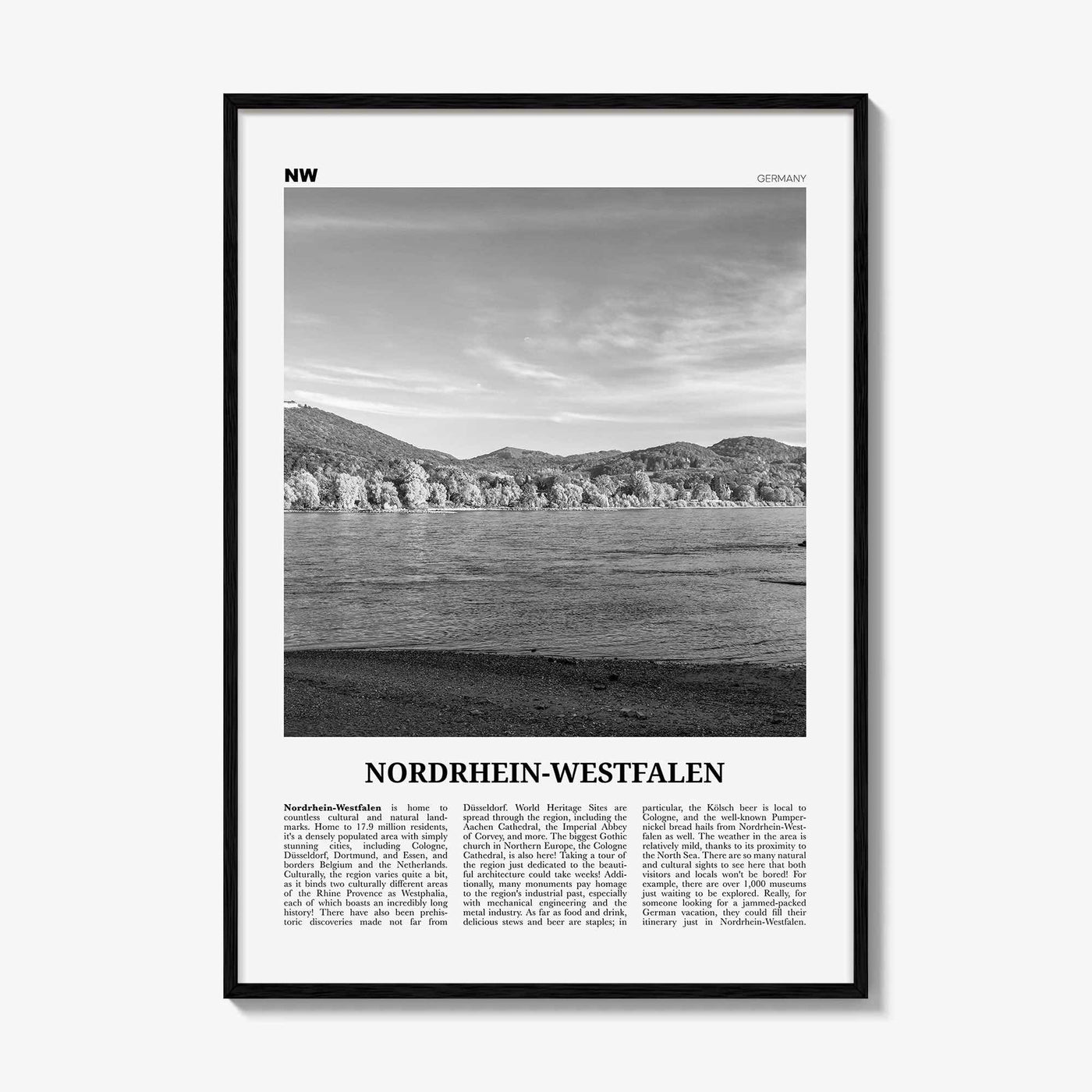 Nordrhein Westfalen Print Black and White, Nordrhein-Westfalen Wall Art, Nordrhein-Westfalen Poster, Nordrhein-Westfalen Photo, Germany