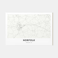 Norfolk, England Map Landscape Poster