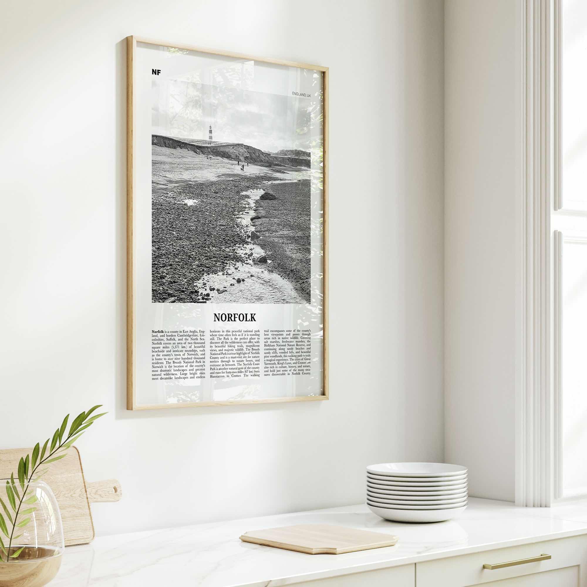 Norfolk Print Black and White England, Norfolk Wall Art, Norfolk Poster, Norfolk Photo, Norfolk Map, England, United Kingdom