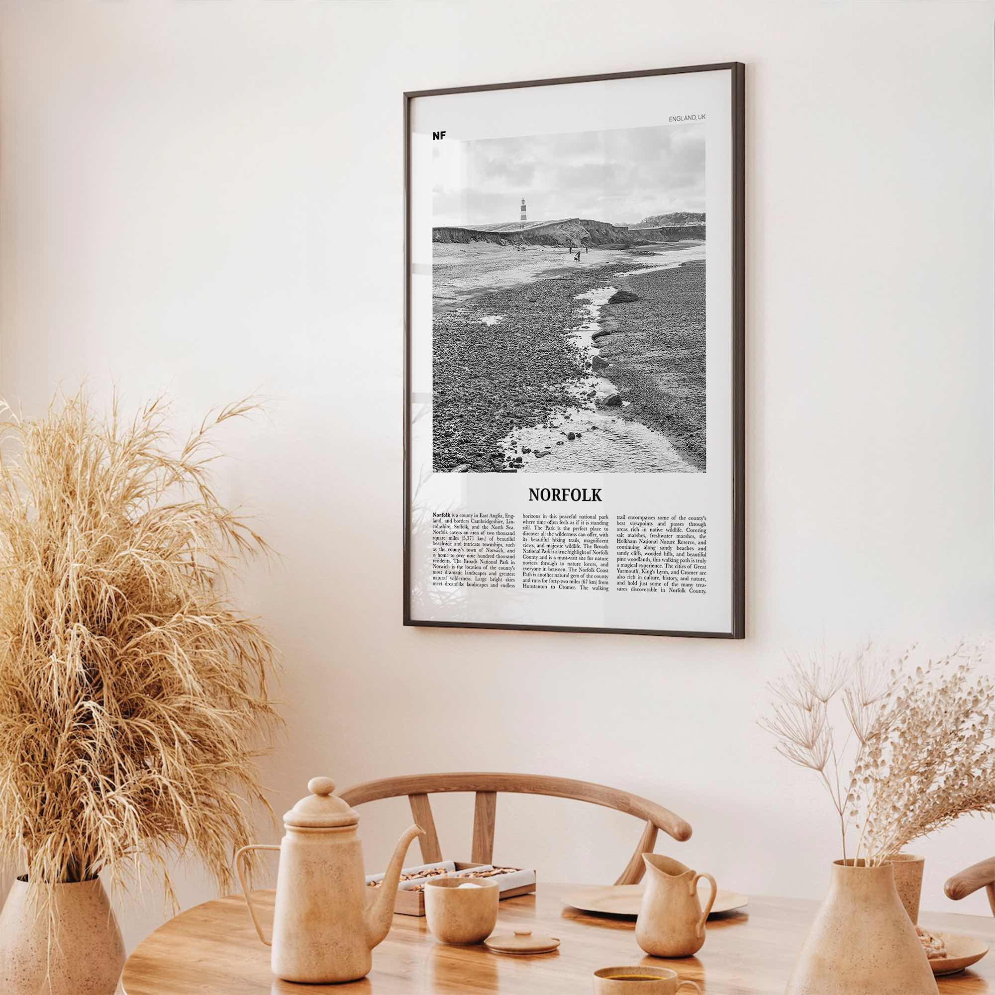 Norfolk Print Black and White England, Norfolk Wall Art, Norfolk Poster, Norfolk Photo, Norfolk Map, England, United Kingdom