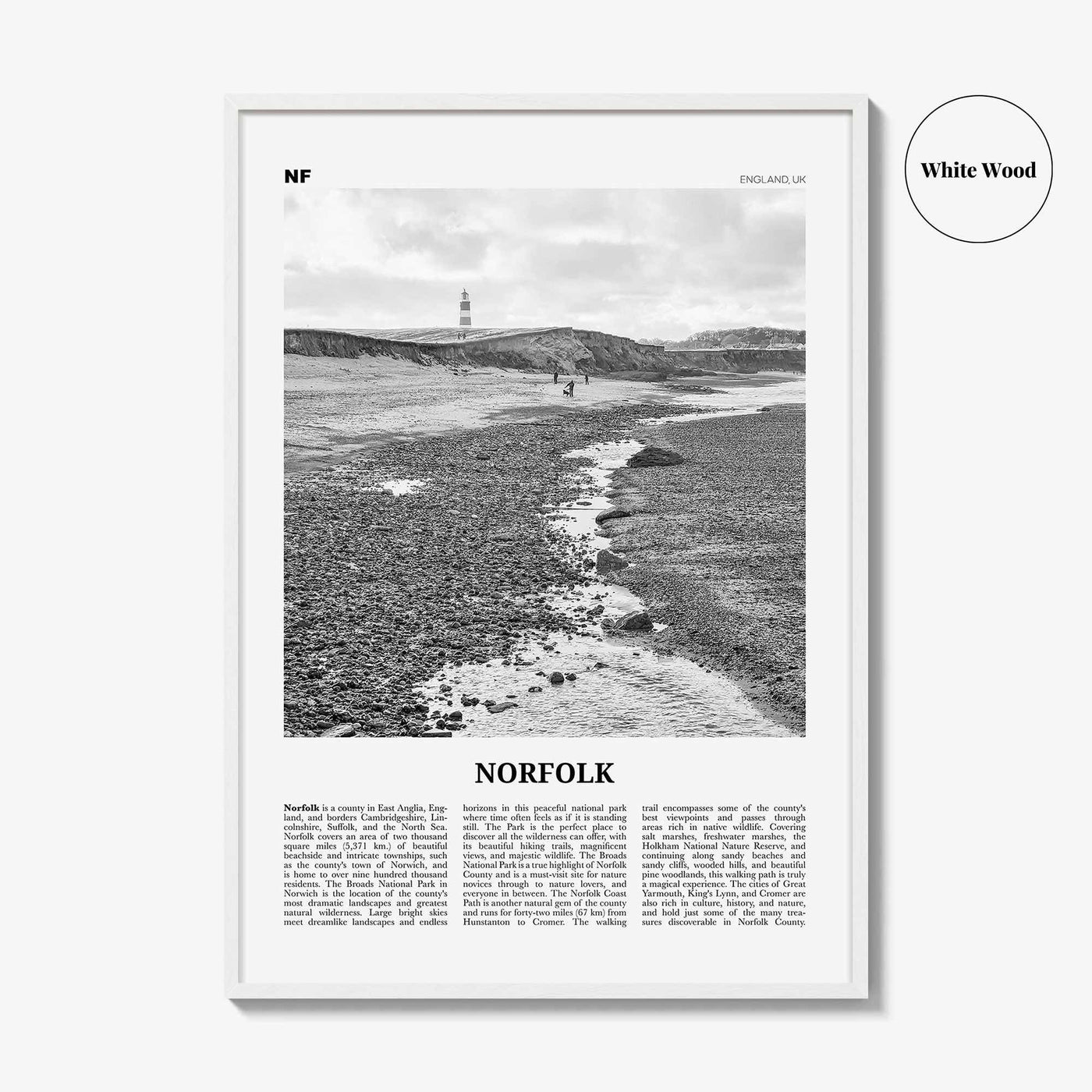 Norfolk Print Black and White England, Norfolk Wall Art, Norfolk Poster, Norfolk Photo, Norfolk Map, England, United Kingdom