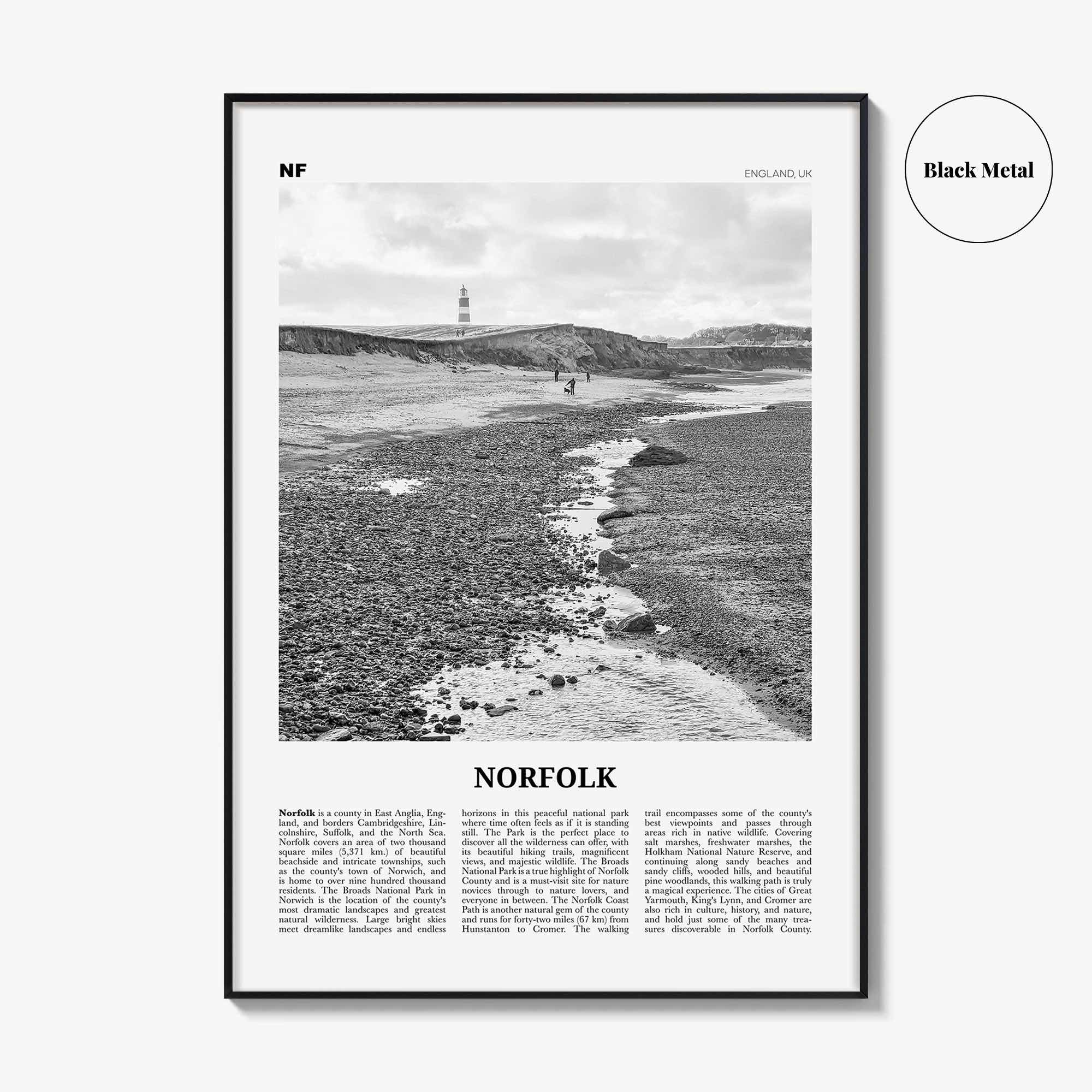 Norfolk Print Black and White England, Norfolk Wall Art, Norfolk Poster, Norfolk Photo, Norfolk Map, England, United Kingdom