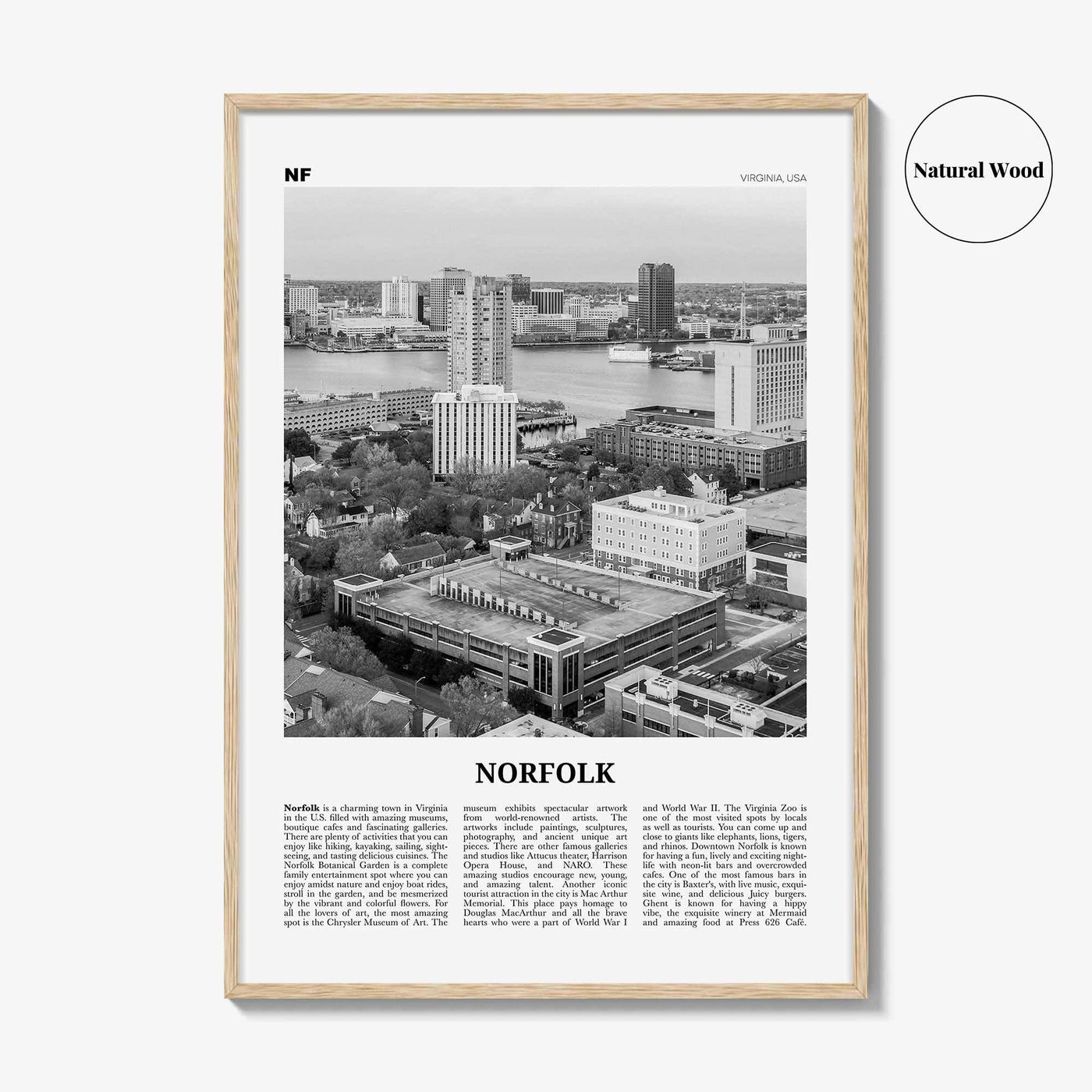 Norfolk Print Black and White Virginia, Norfolk Wall Art, Norfolk Poster, Norfolk Photo, Norfolk Wall Décor, Virginia, United States