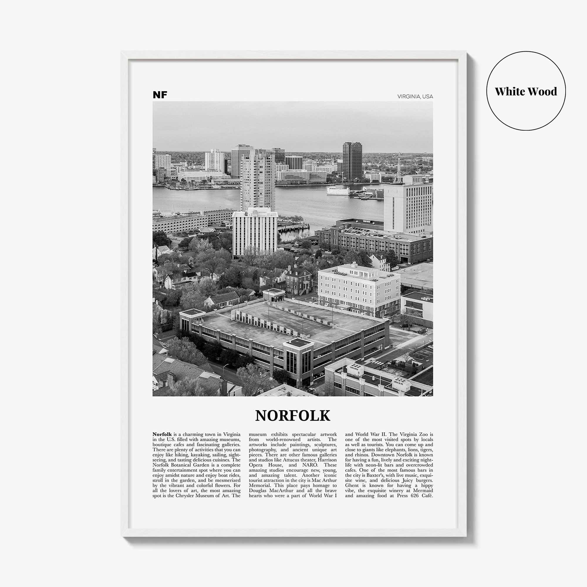 Norfolk Print Black and White Virginia, Norfolk Wall Art, Norfolk Poster, Norfolk Photo, Norfolk Wall Décor, Virginia, United States