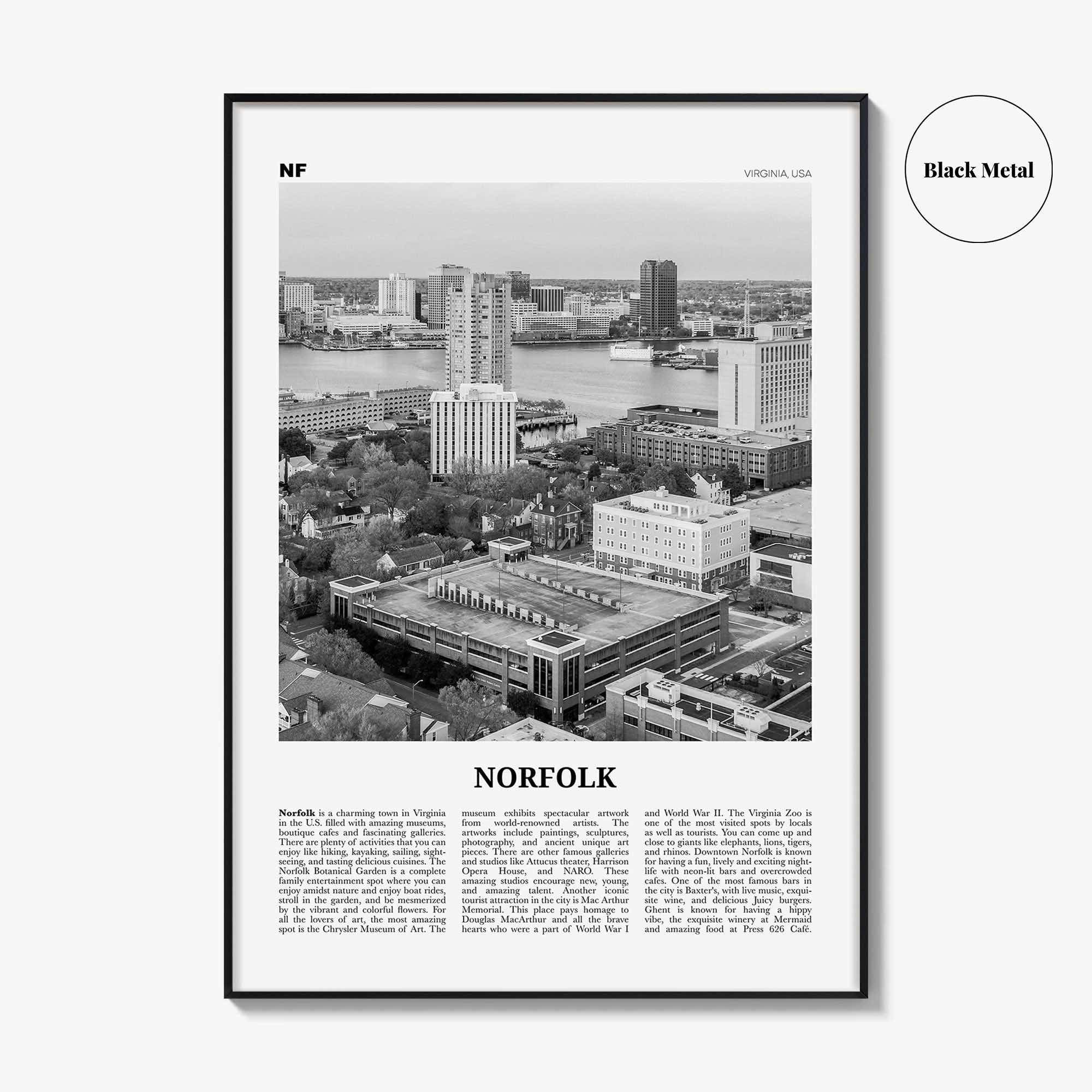 Norfolk Print Black and White Virginia, Norfolk Wall Art, Norfolk Poster, Norfolk Photo, Norfolk Wall Décor, Virginia, United States
