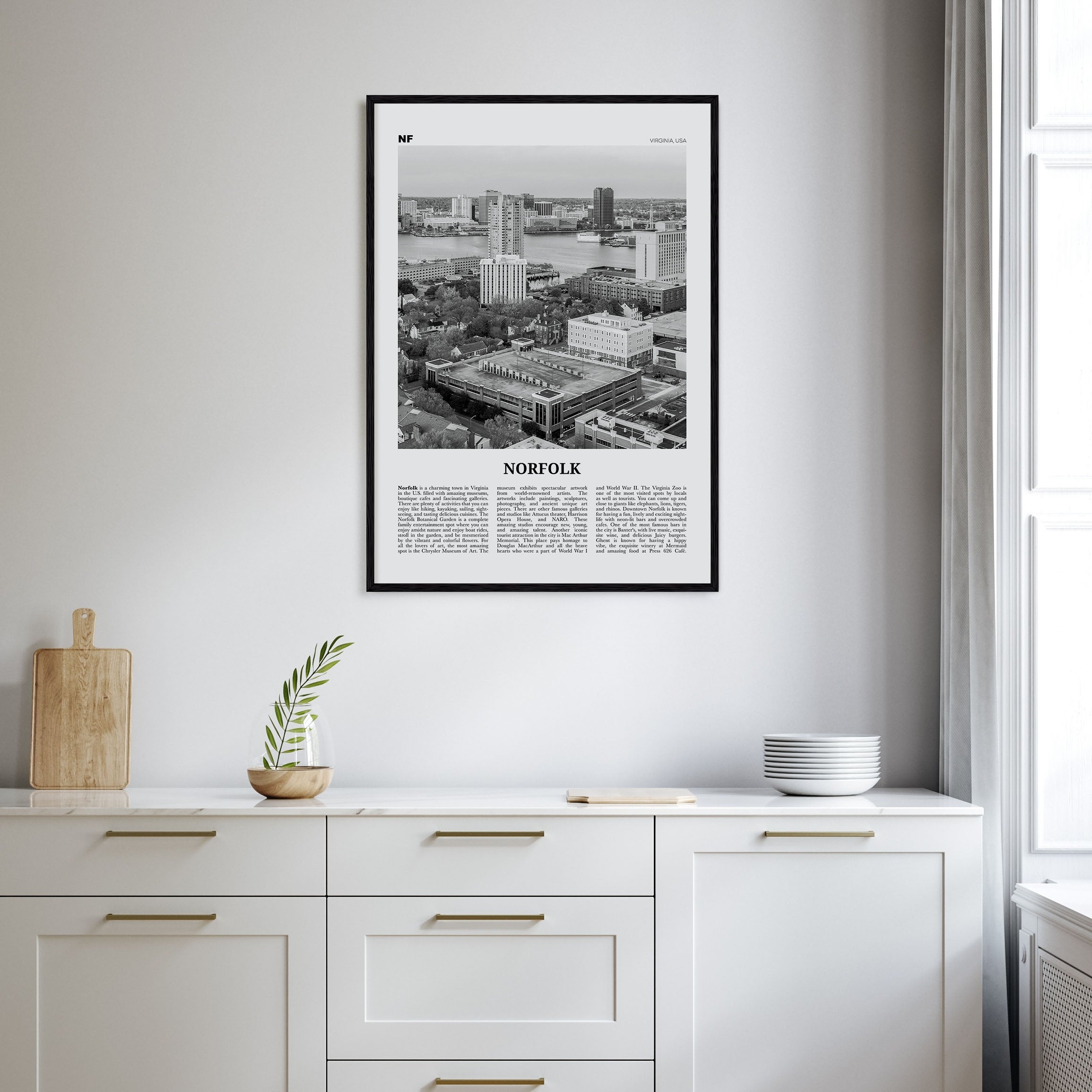 Norfolk, Virginia Travel B&W Poster