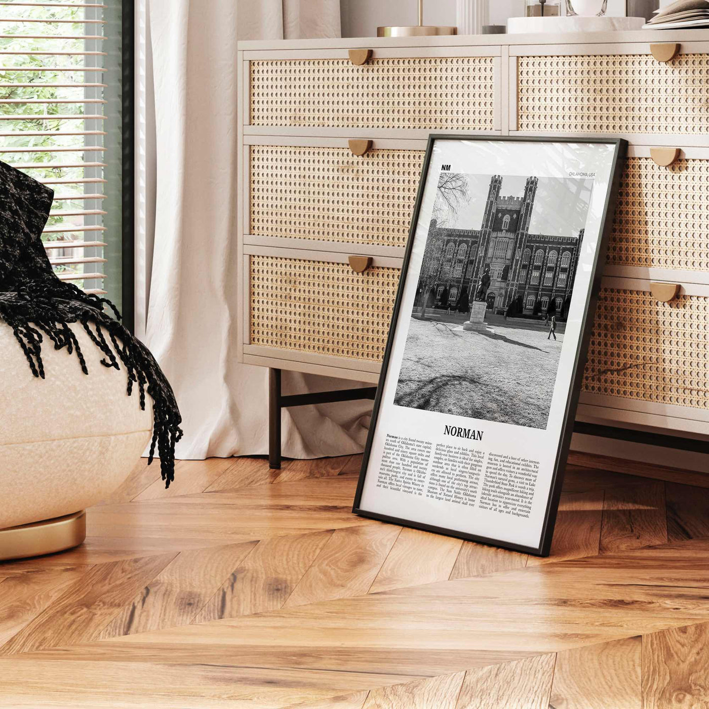 Norman Print Black and White, Norman Wall Art, Norman Poster, Norman Photo, Norman Map, Oklahoma, USA, United States