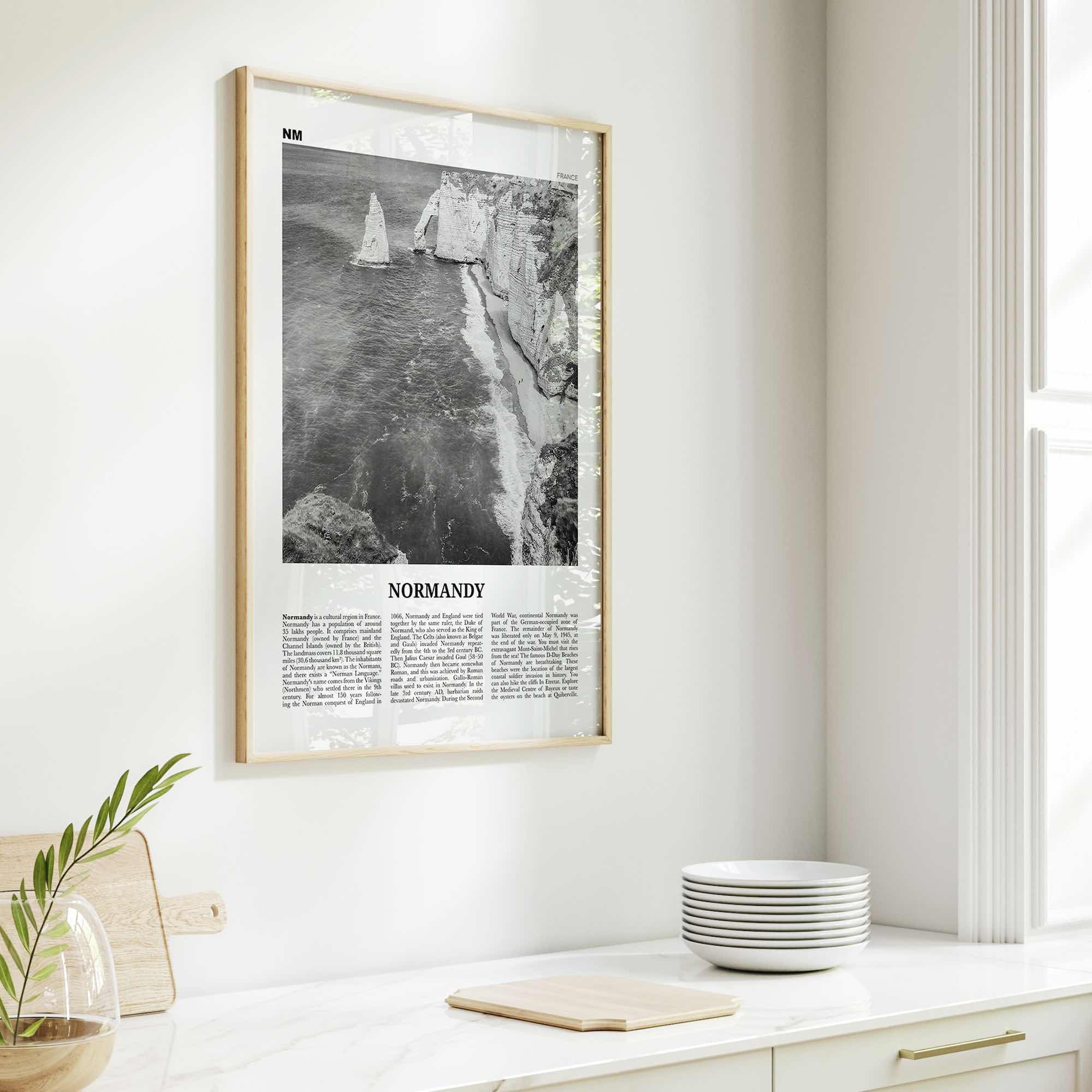 Normandy Print Black and White, Normandy Wall Art, Normandy Poster, Normandy Photo, Normandy Wall Décor, Normandy Map, France