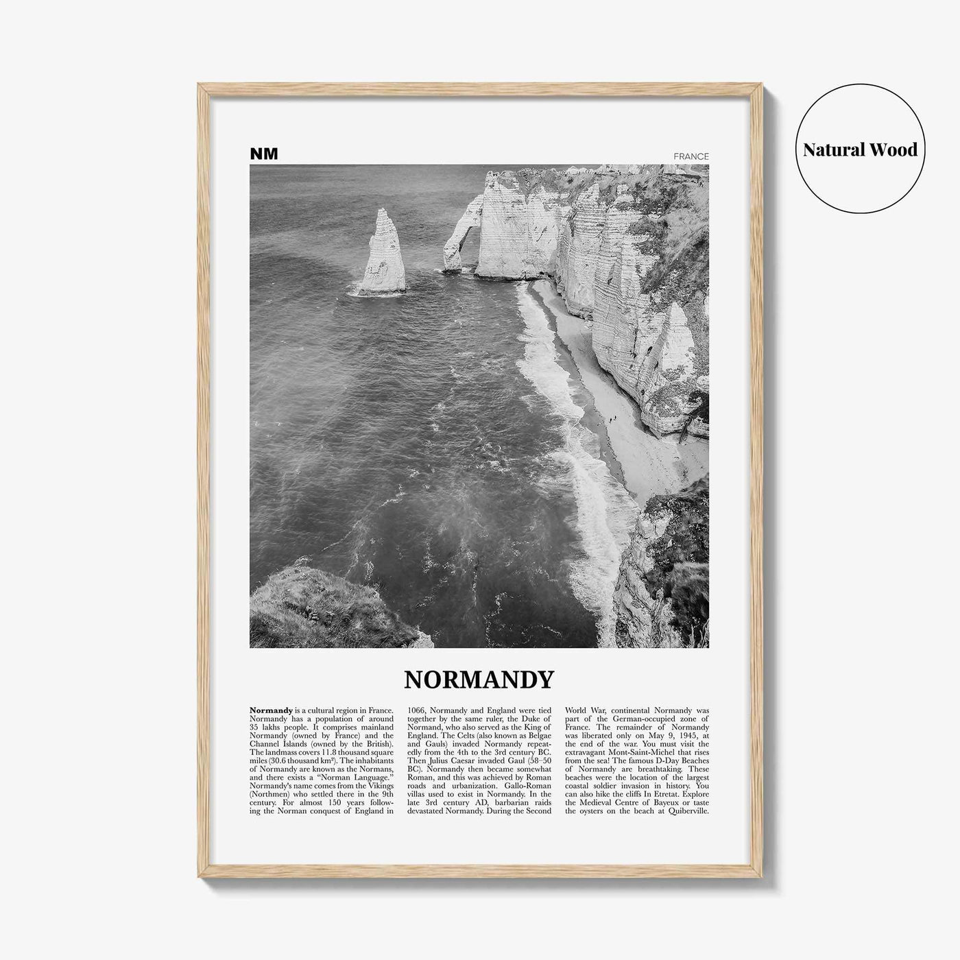 Normandy Print Black and White, Normandy Wall Art, Normandy Poster, Normandy Photo, Normandy Wall Décor, Normandy Map, France