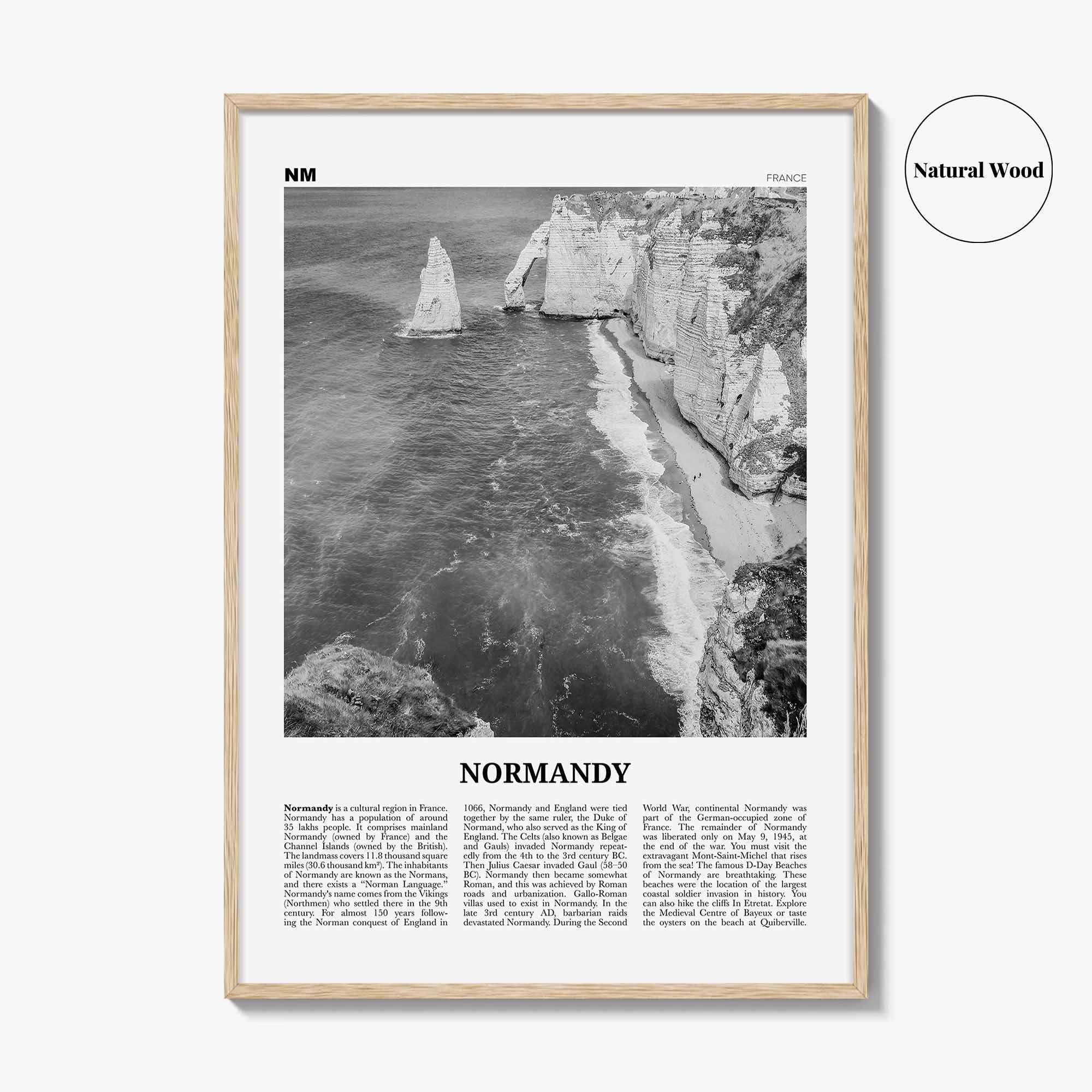 Normandy Print Black and White, Normandy Wall Art, Normandy Poster, Normandy Photo, Normandy Wall Décor, Normandy Map, France