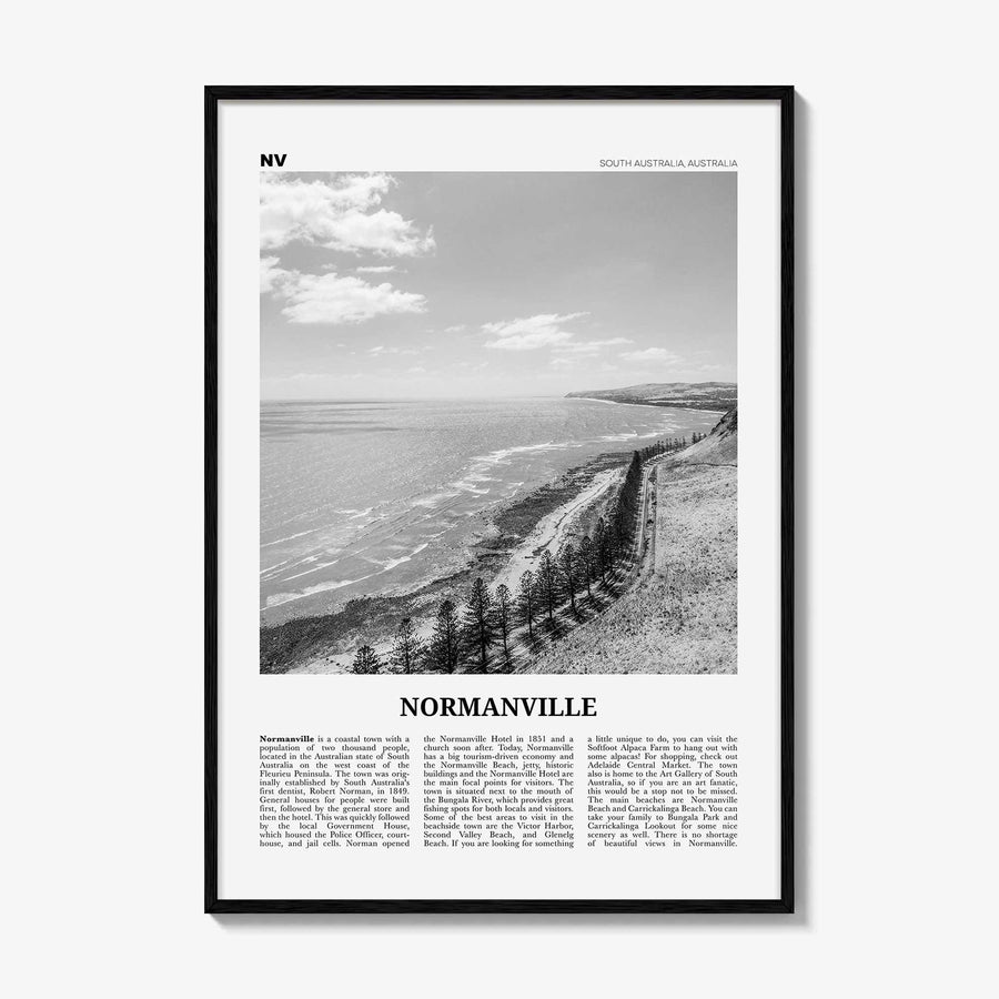 Normanville Print Black and White, Normanville Wall Art, Normanville Poster, Normanville Photo, Normanville Décor, South Australia