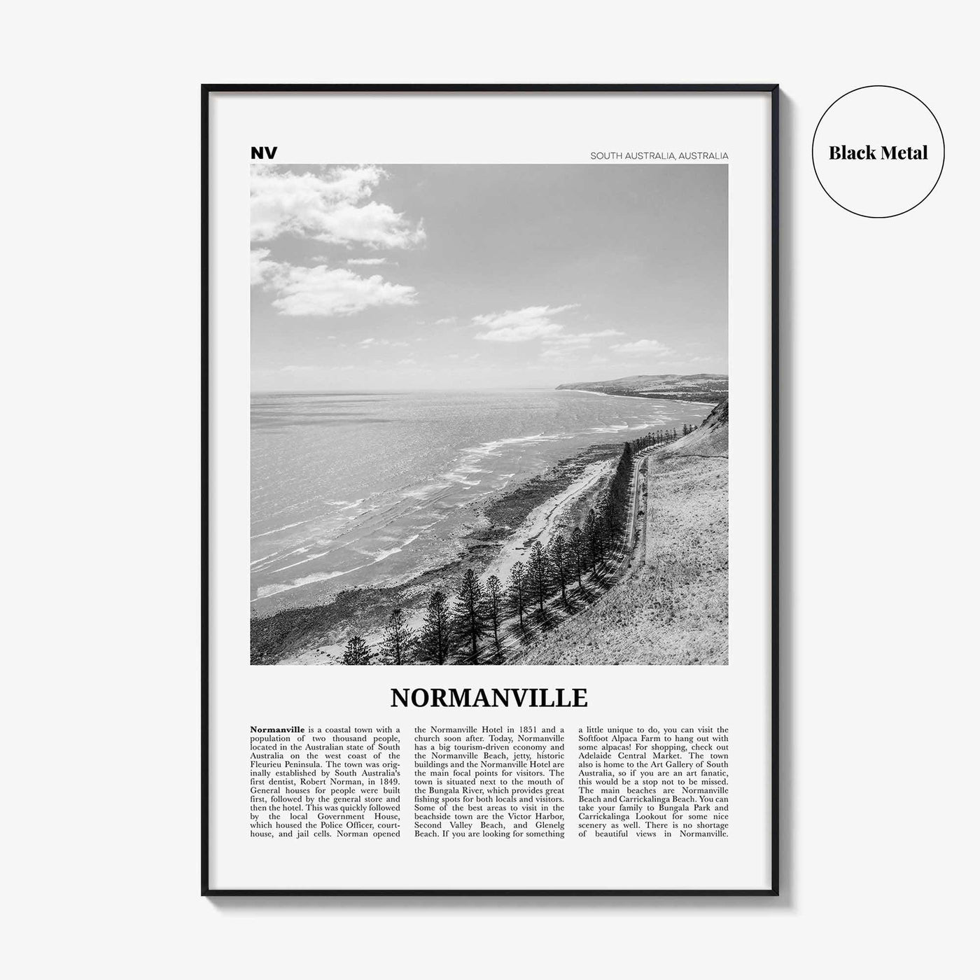 Normanville Print Black and White, Normanville Wall Art, Normanville Poster, Normanville Photo, Normanville Décor, South Australia