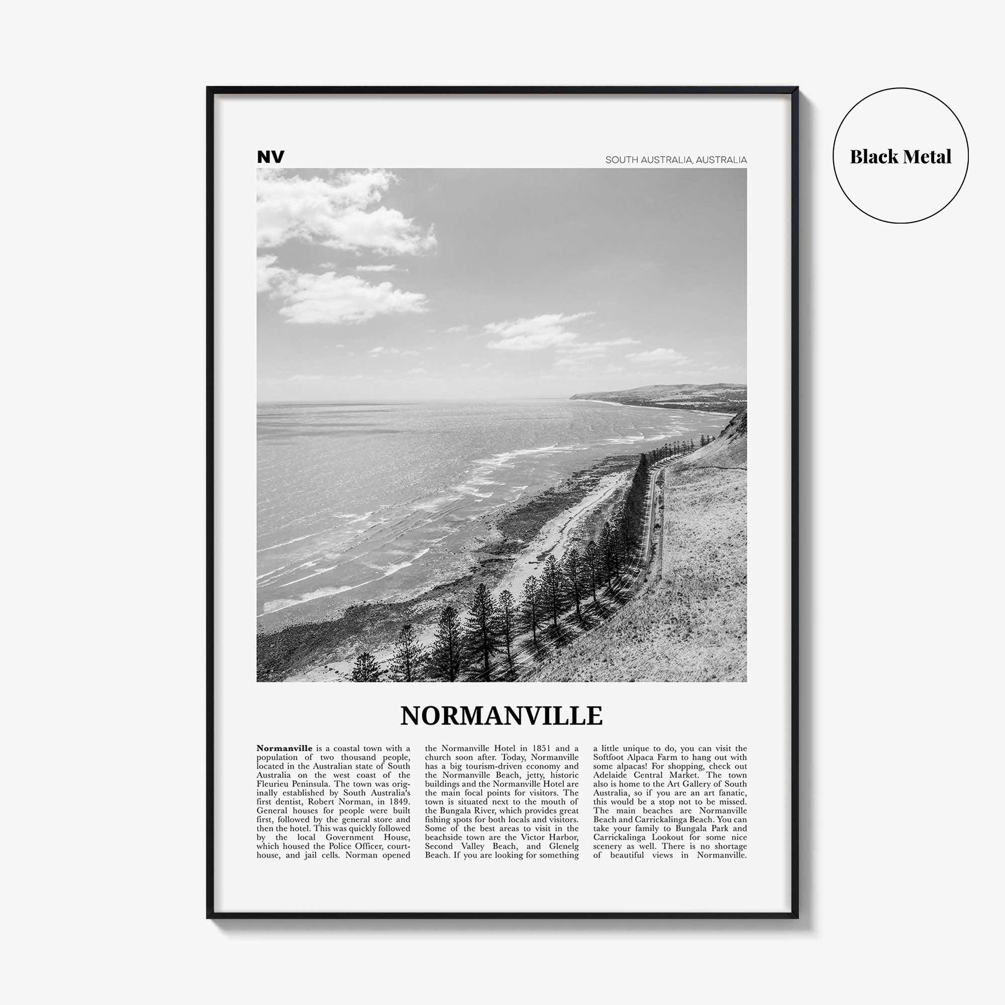 Normanville Print Black and White, Normanville Wall Art, Normanville Poster, Normanville Photo, Normanville Décor, South Australia