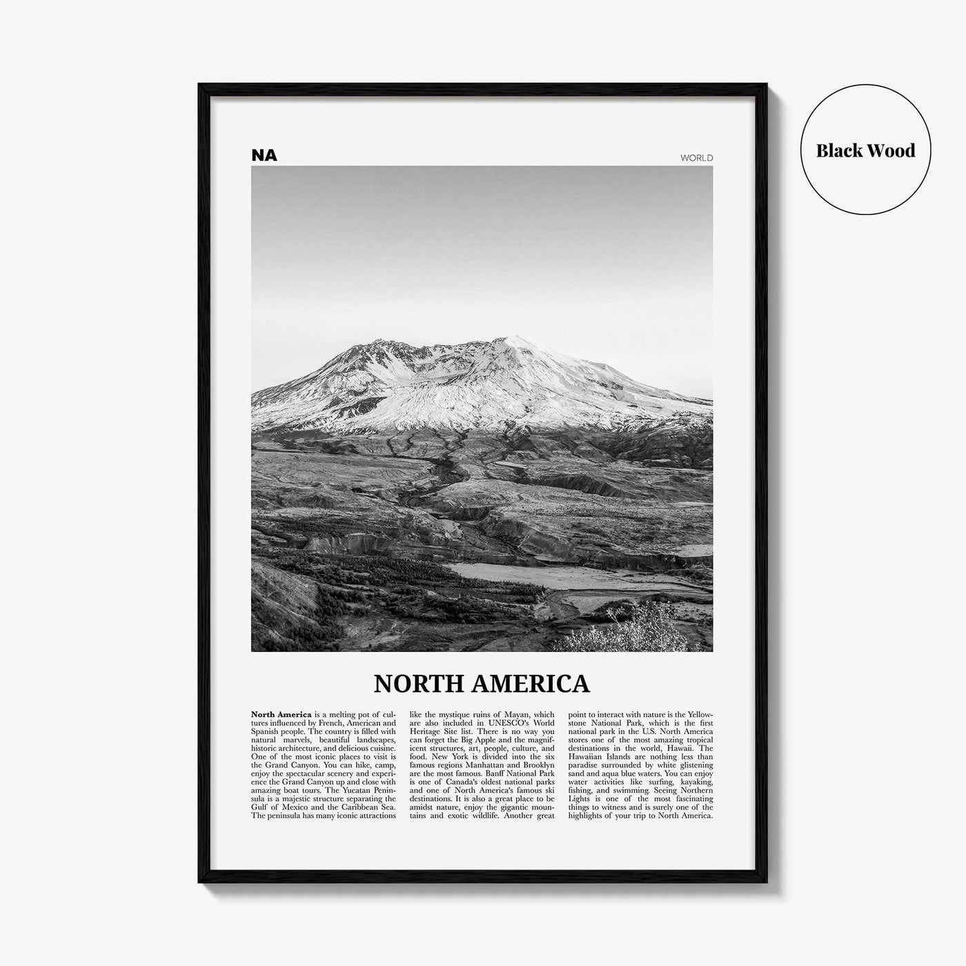 North America Print Black and White, North America Wall Art, North America Poster, North America Photo, North America Wall Decor